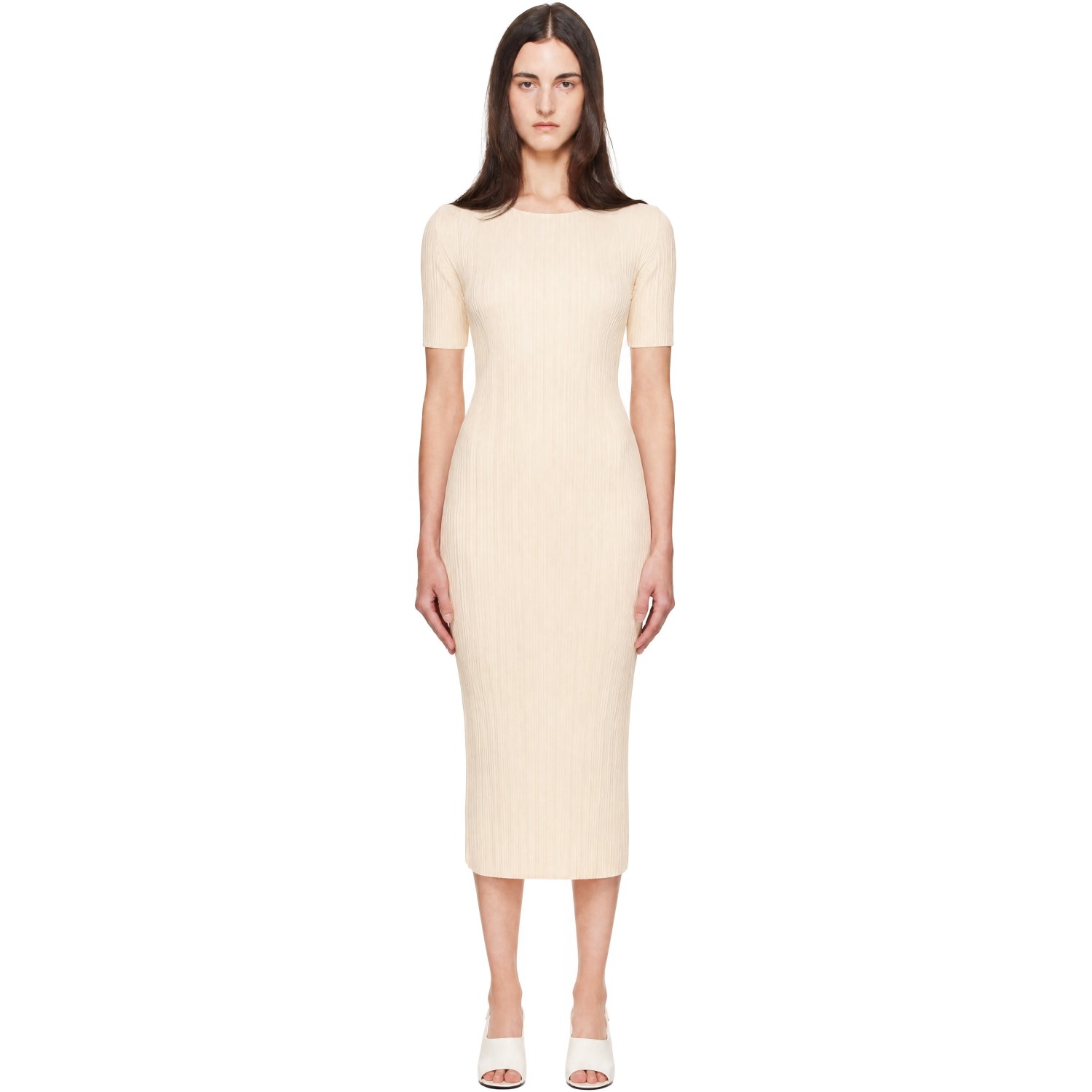 PLEATS PLEASE ISSEY MIYAKE Off-White Monthly Colors August Midi Dress