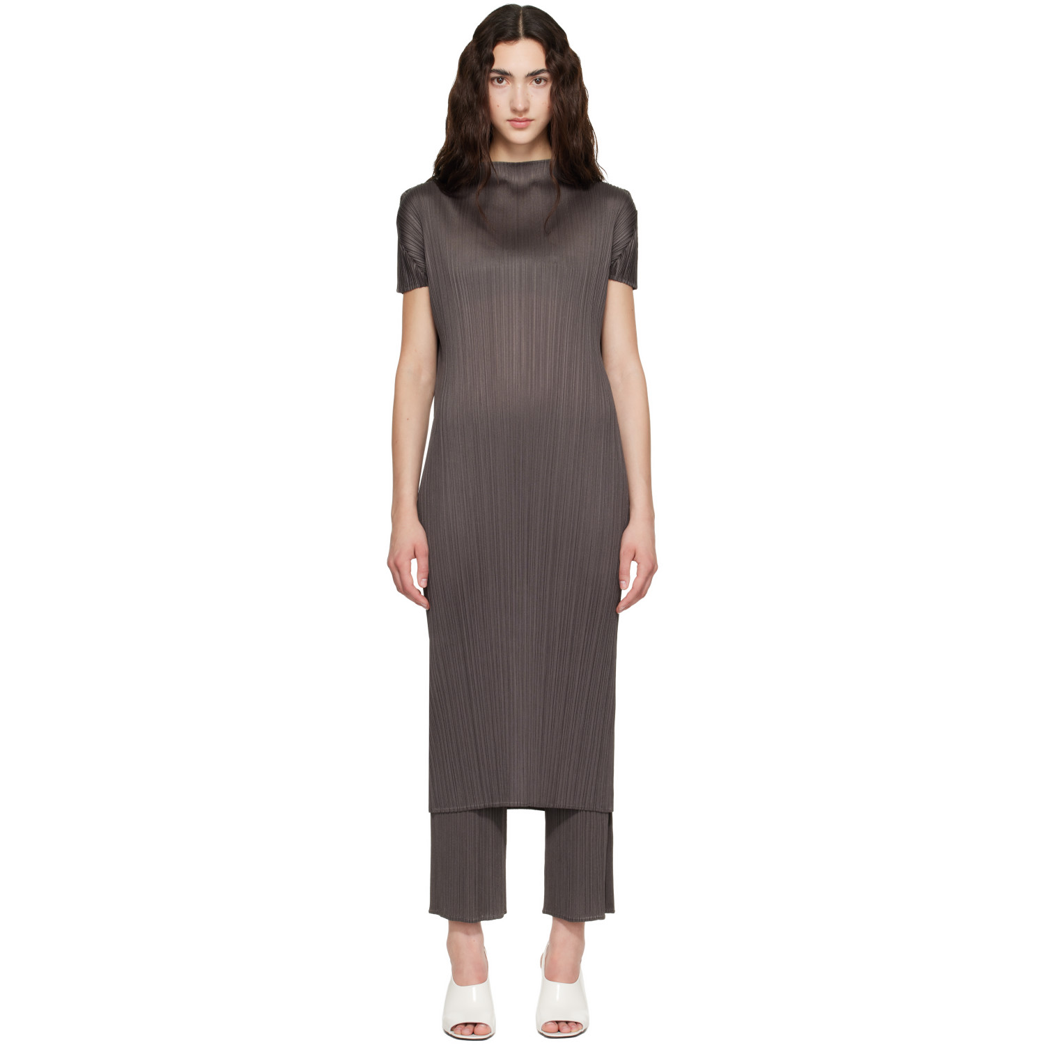 PLEATS PLEASE ISSEY MIYAKE Gray Monthly Colors June Midi Dress