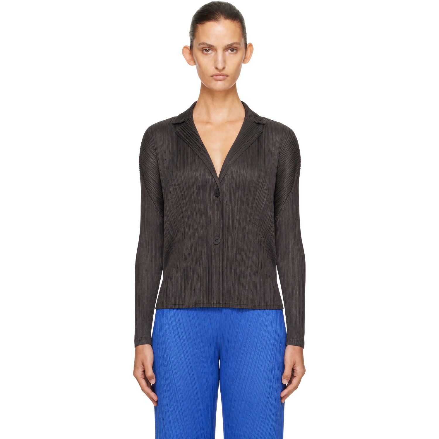PLEATS PLEASE ISSEY MIYAKE Gray Pleats Jacket Blazer
