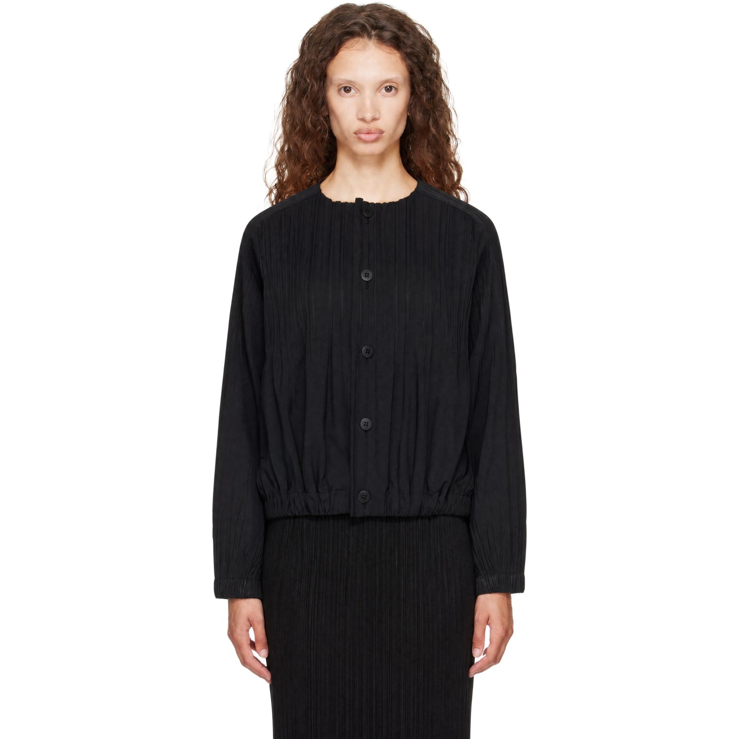 PLEATS PLEASE ISSEY MIYAKE Black Smooth Jacket
