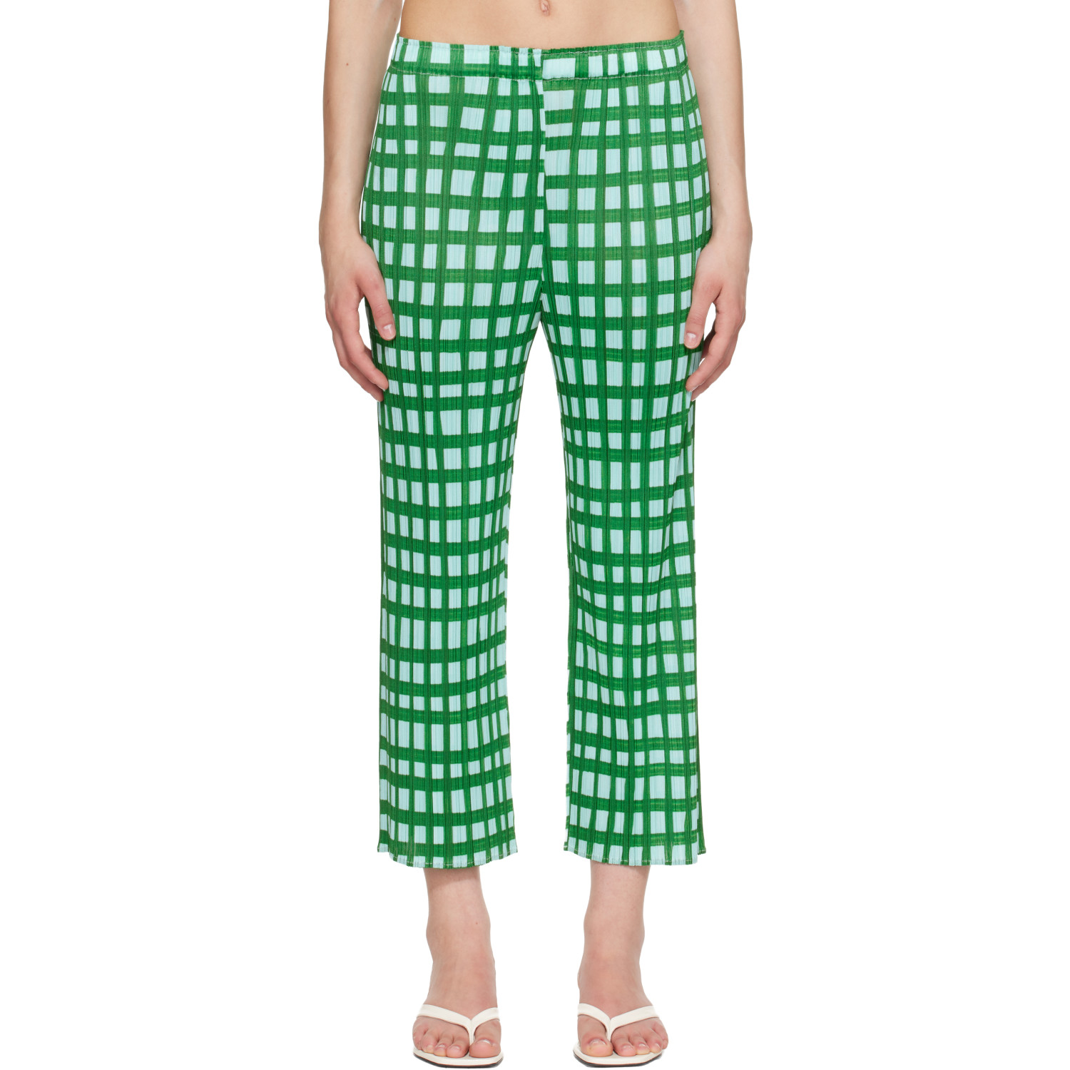 PLEATS PLEASE ISSEY MIYAKE Green Basket Trousers