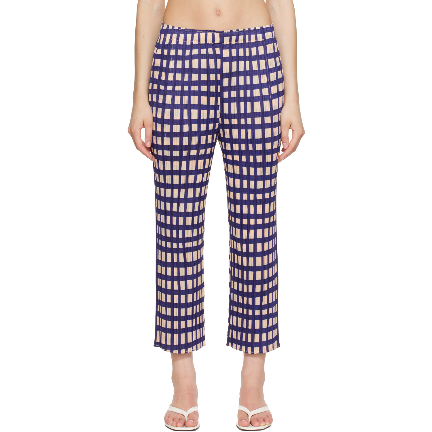 PLEATS PLEASE ISSEY MIYAKE Navy Basket Trousers