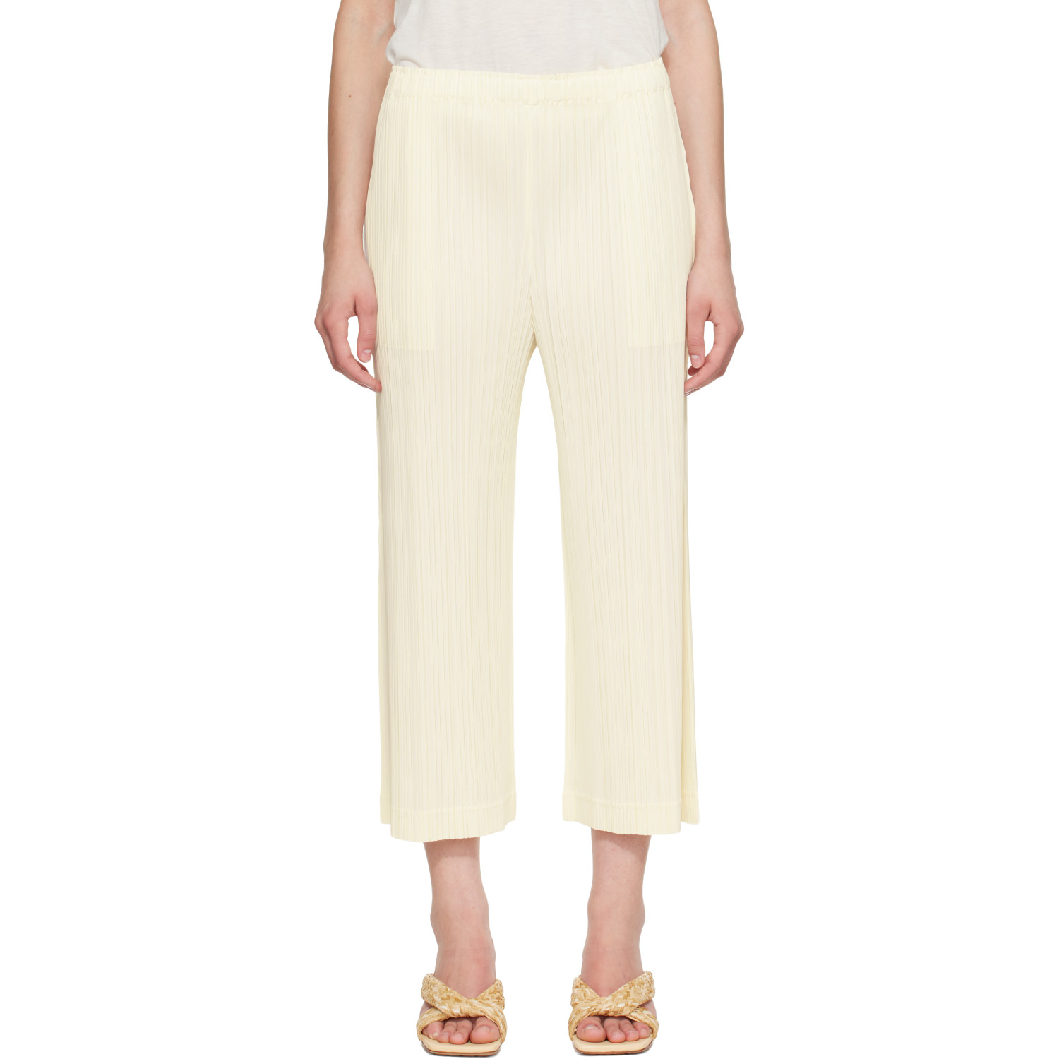 PLEATS PLEASE ISSEY MIYAKE Off-White Opaque Trousers