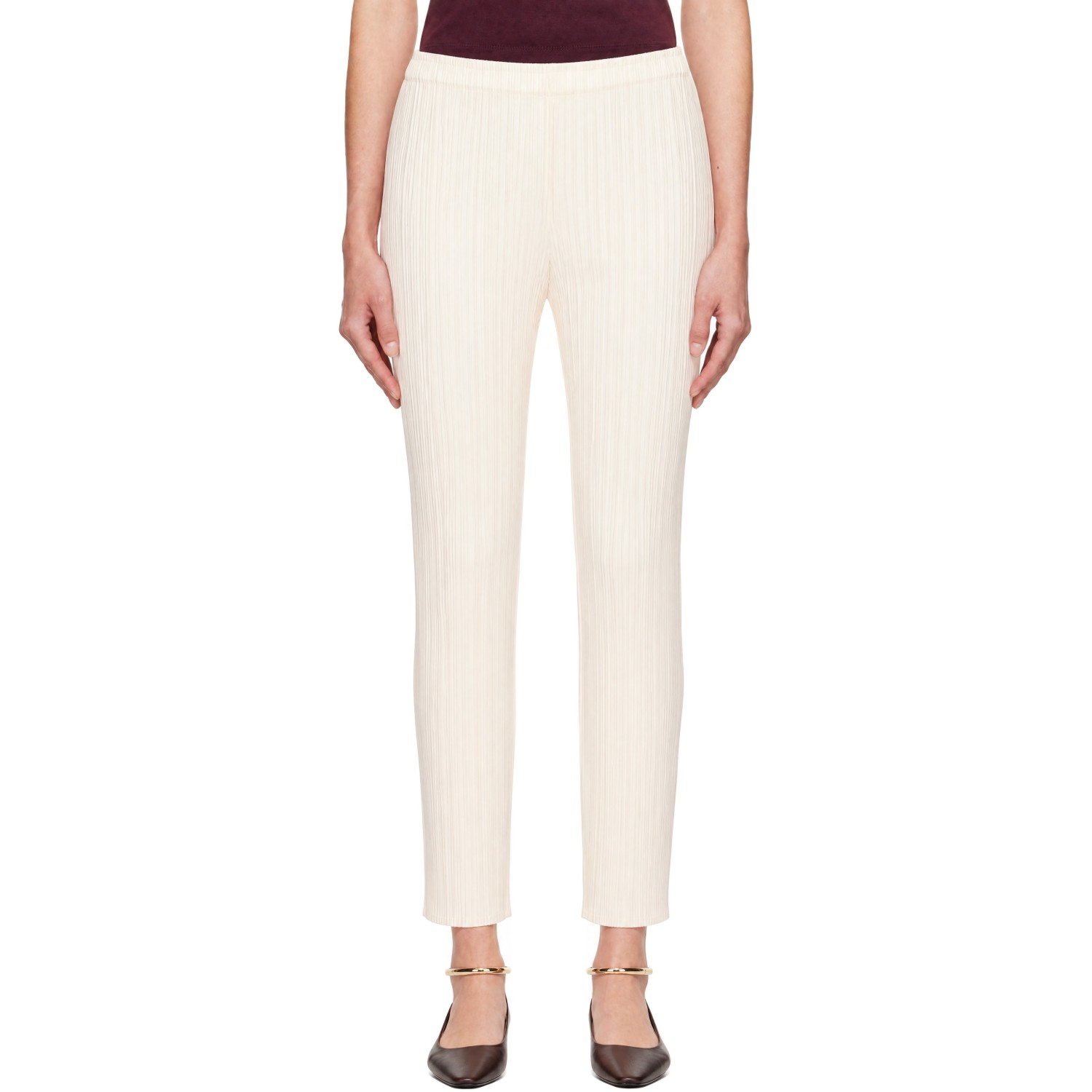 PLEATS PLEASE ISSEY MIYAKE Off-White Monthly Colors August Trousers