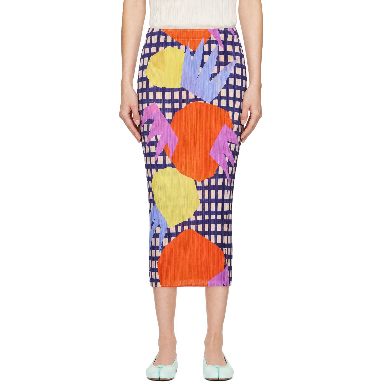 PLEATS PLEASE ISSEY MIYAKE Multicolor Market Midi Skirt