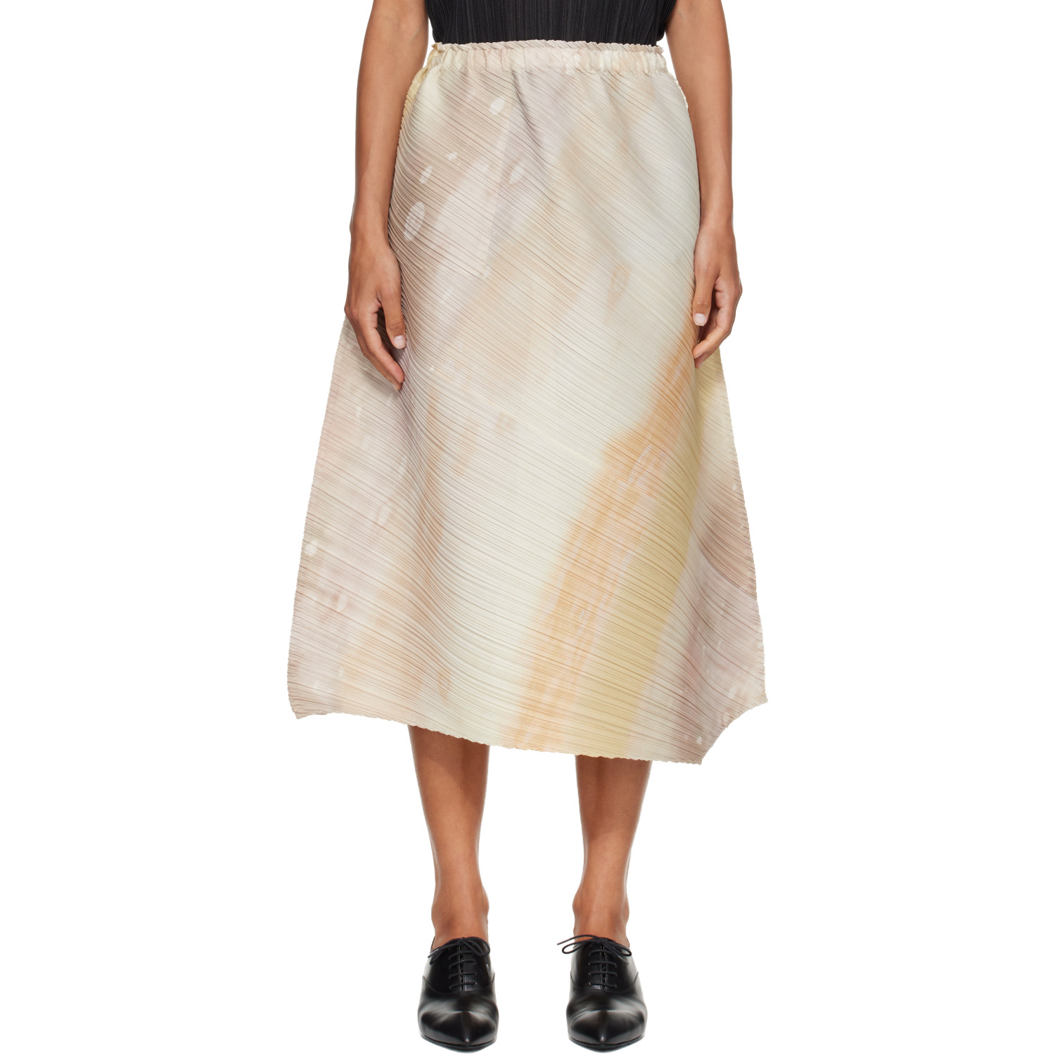 PLEATS PLEASE ISSEY MIYAKE Beige Sea Bubble Midi Skirt
