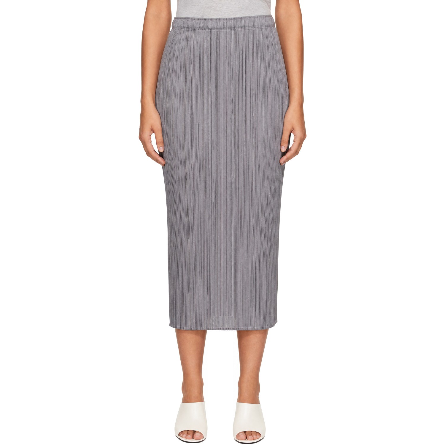 PLEATS PLEASE ISSEY MIYAKE Gray Basics Midi Skirt