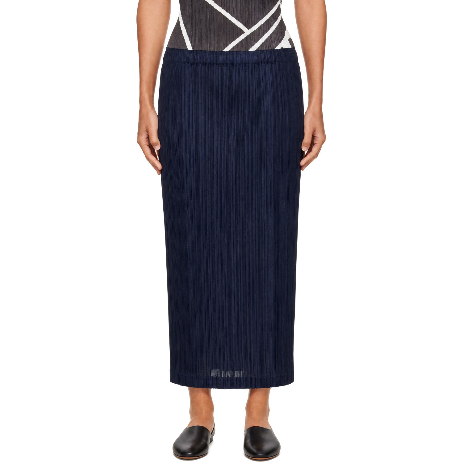PLEATS PLEASE ISSEY MIYAKE Navy Thicker Bottoms 2 Maxi Skirt