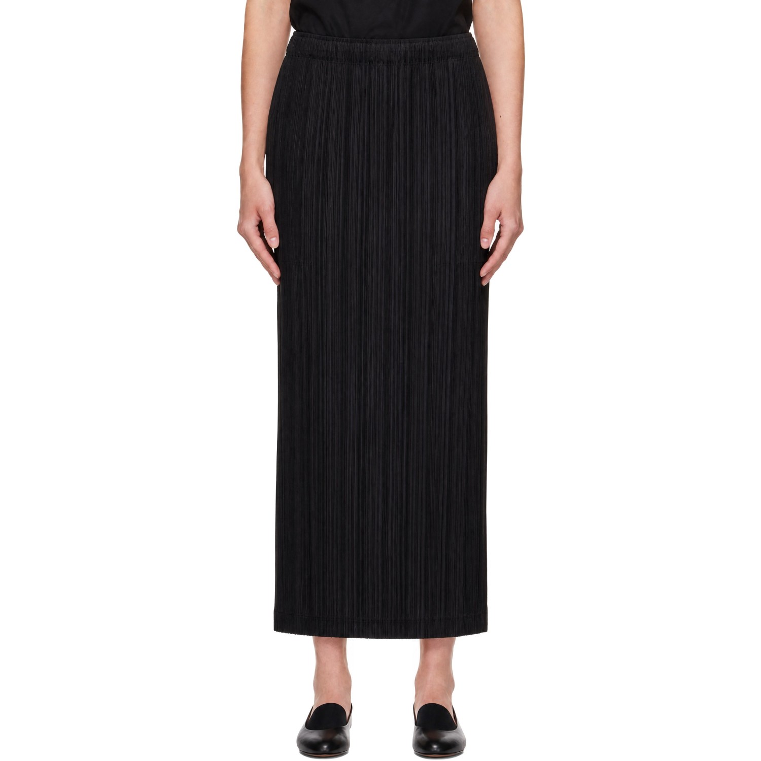 PLEATS PLEASE ISSEY MIYAKE Black Thicker Bottoms Maxi Skirt