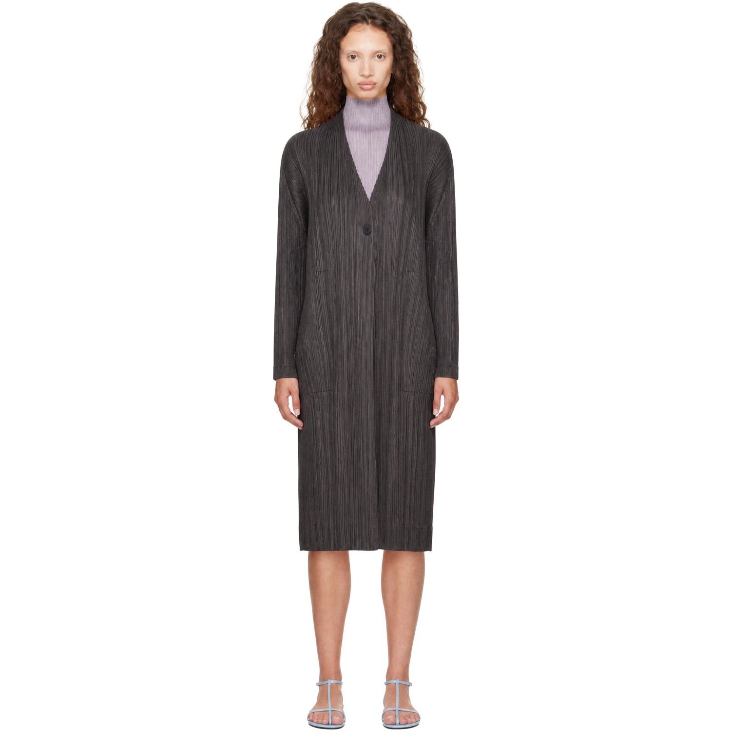 PLEATS PLEASE ISSEY MIYAKE Gray Pleats Coat Cardigan