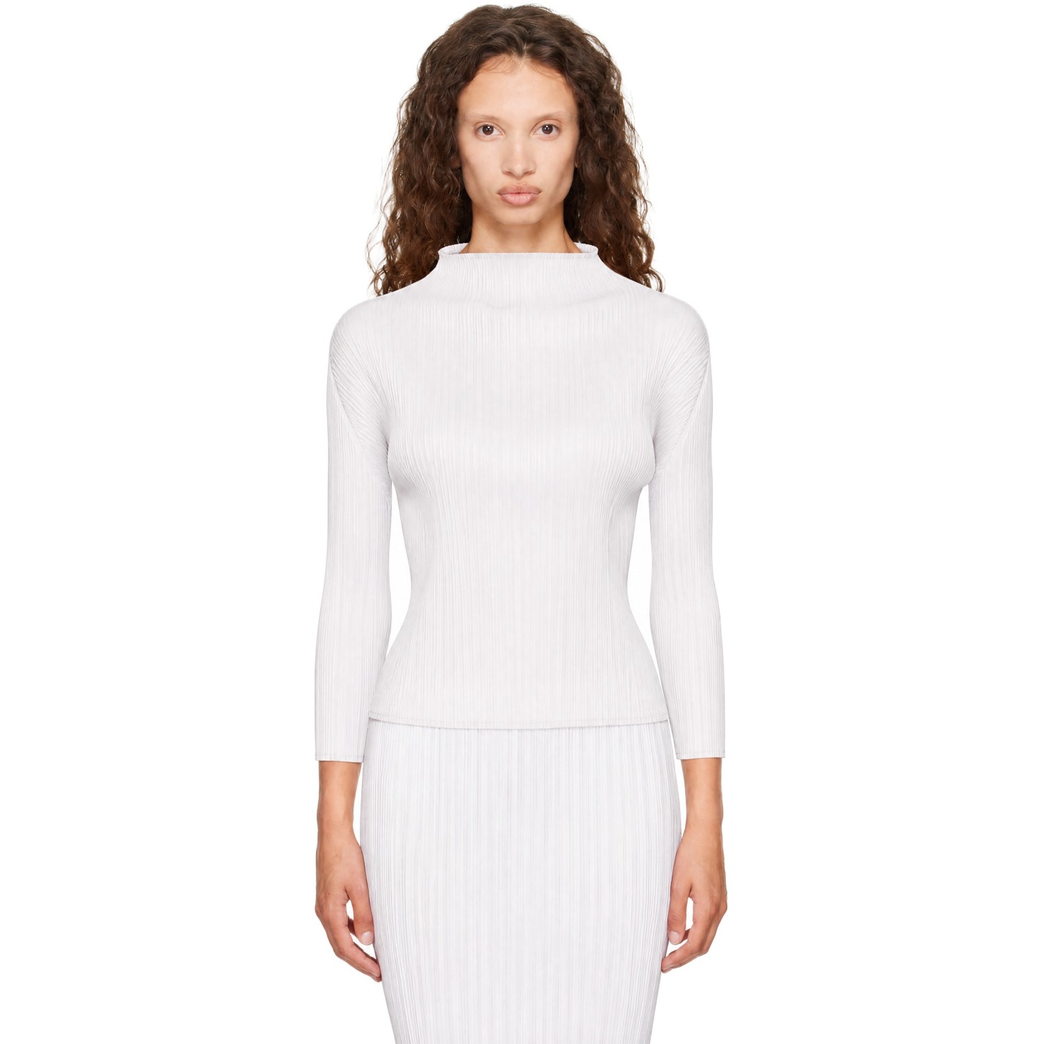 PLEATS PLEASE ISSEY MIYAKE Gray Basics Turtleneck Top