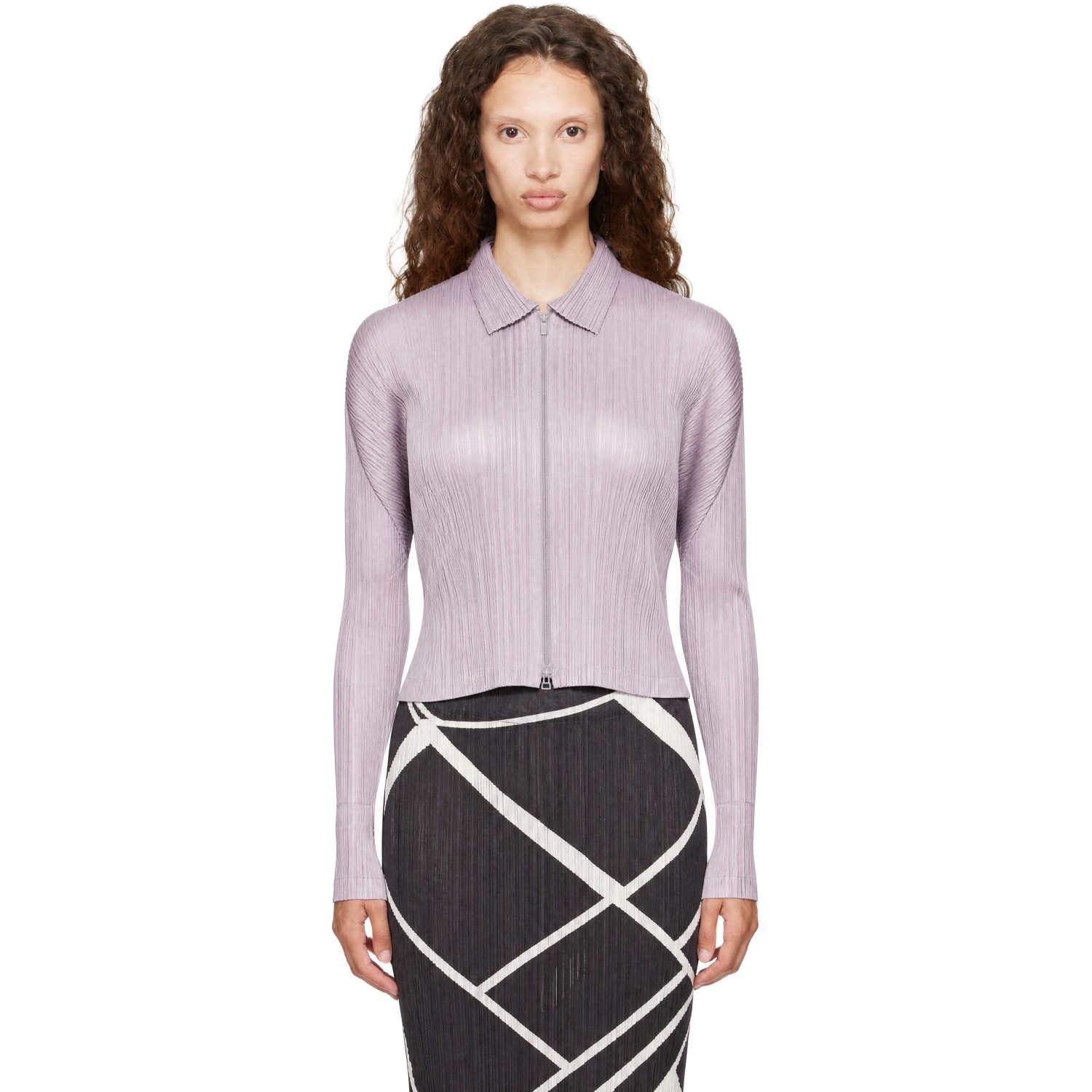 PLEATS PLEASE ISSEY MIYAKE Purple Monthly Colors August Cardigan