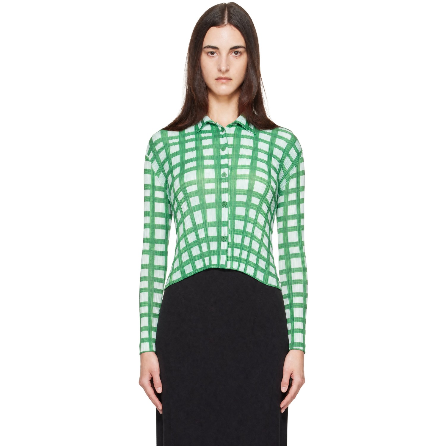 PLEATS PLEASE ISSEY MIYAKE Green & Blue Basket Shirt