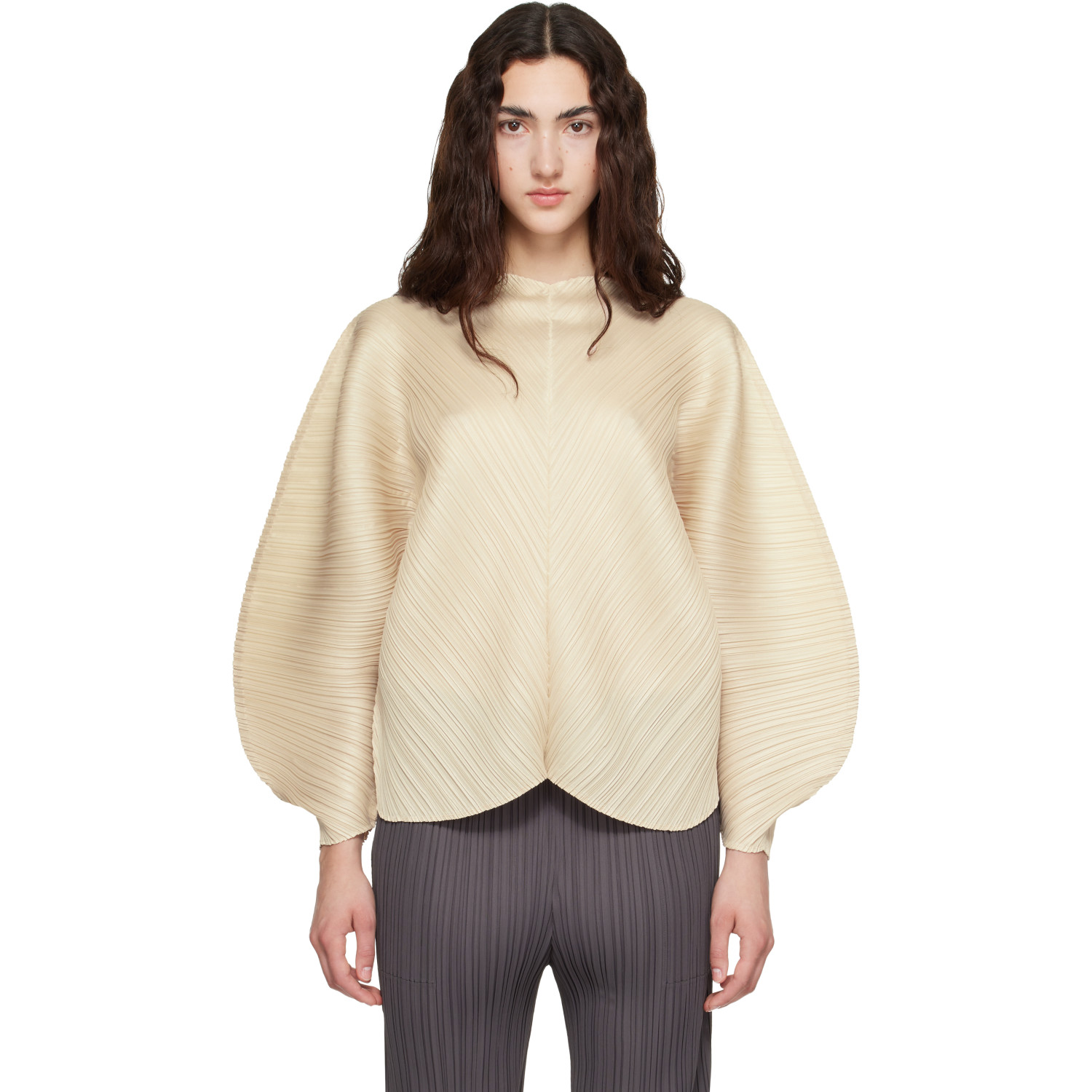 PLEATS PLEASE ISSEY MIYAKE Beige Coast Blouse