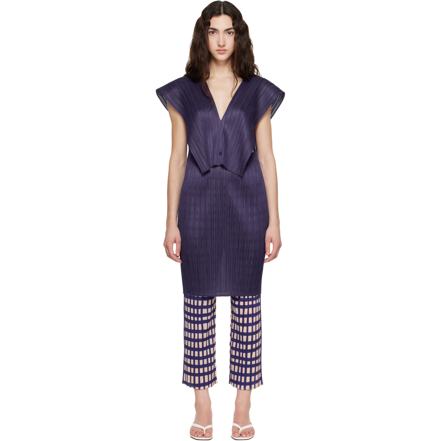 PLEATS PLEASE ISSEY MIYAKE Navy Lucid Pleats Top