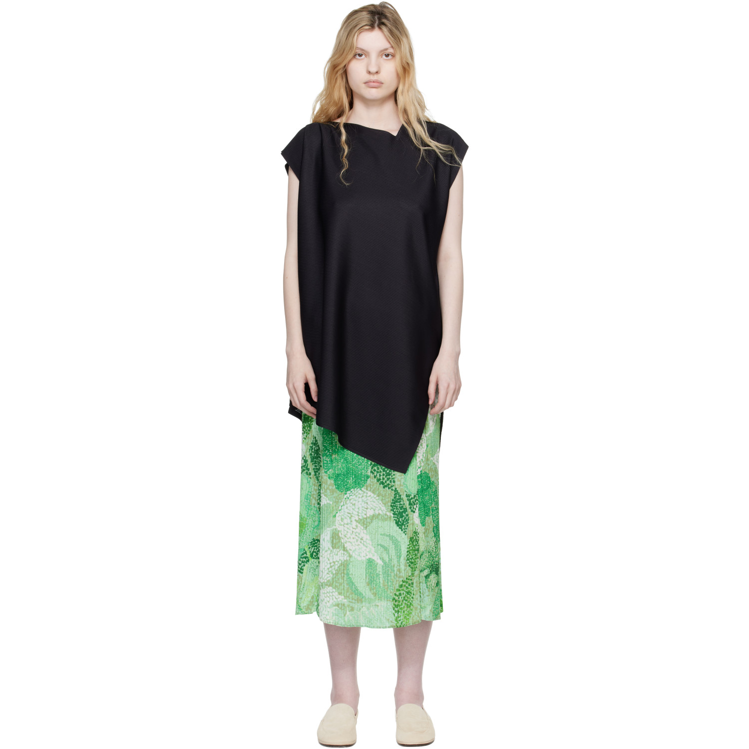 PLEATS PLEASE ISSEY MIYAKE Black A-POC Sea Glass Top