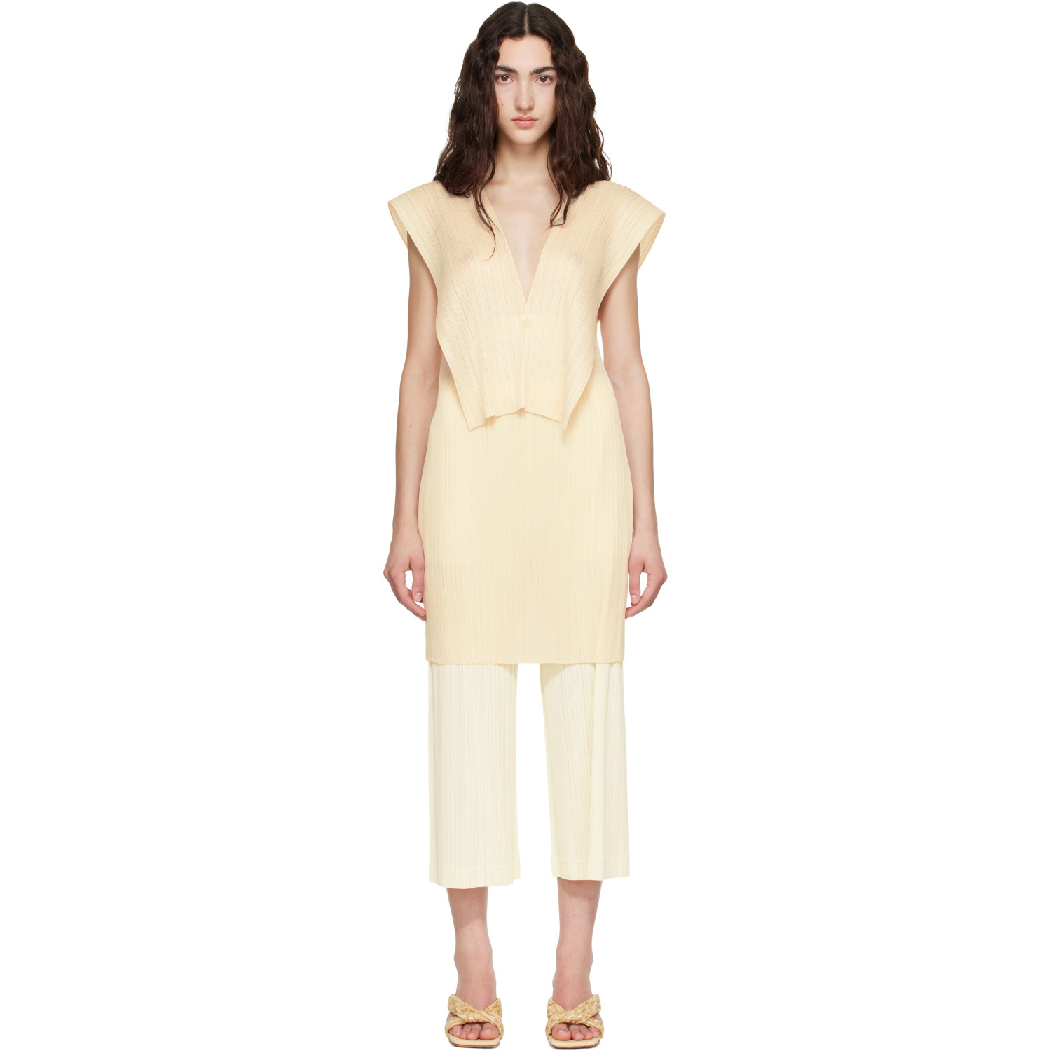 PLEATS PLEASE ISSEY MIYAKE Beige Lucid Pleats Top
