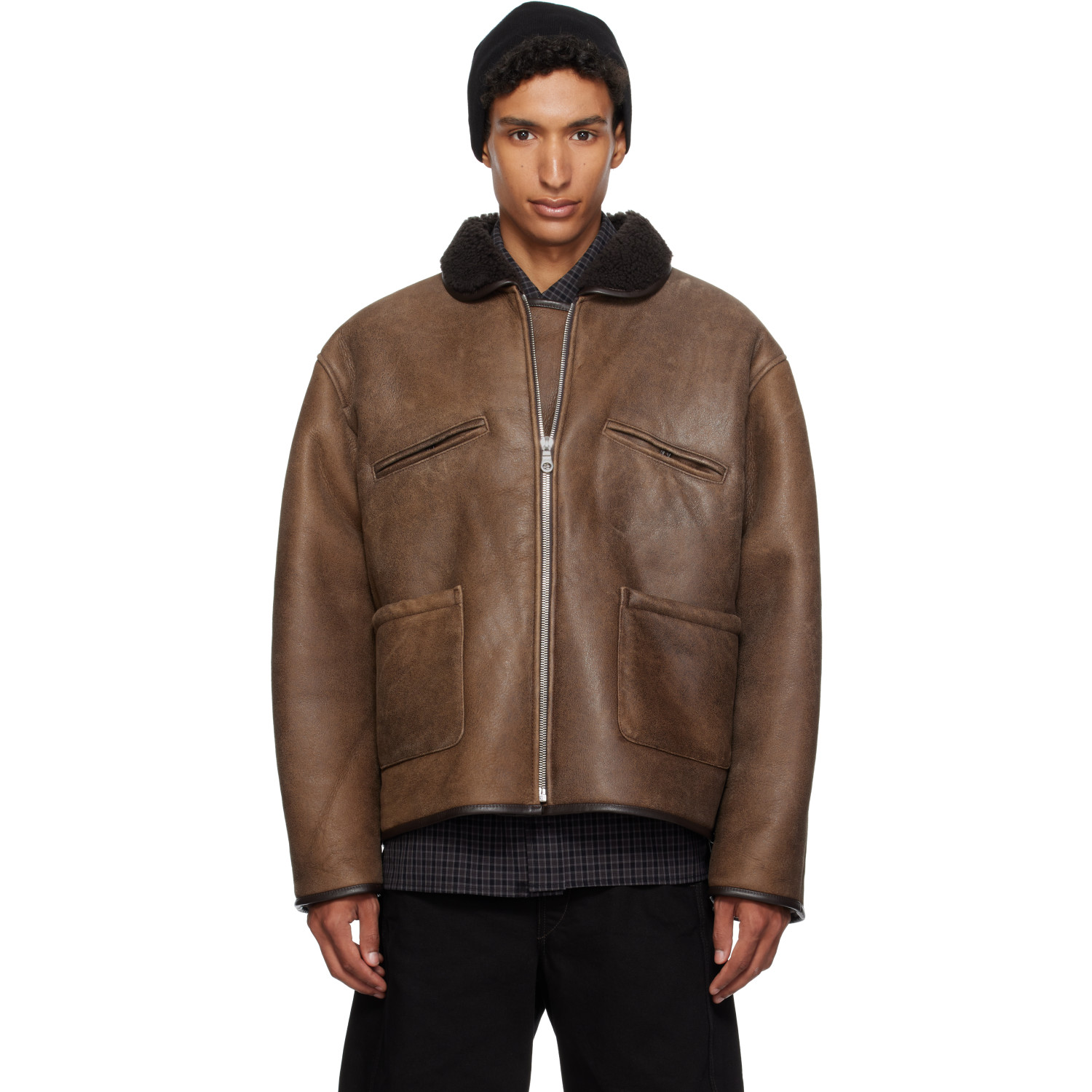 Cawley Brown Aviator Flying Leather Jacket