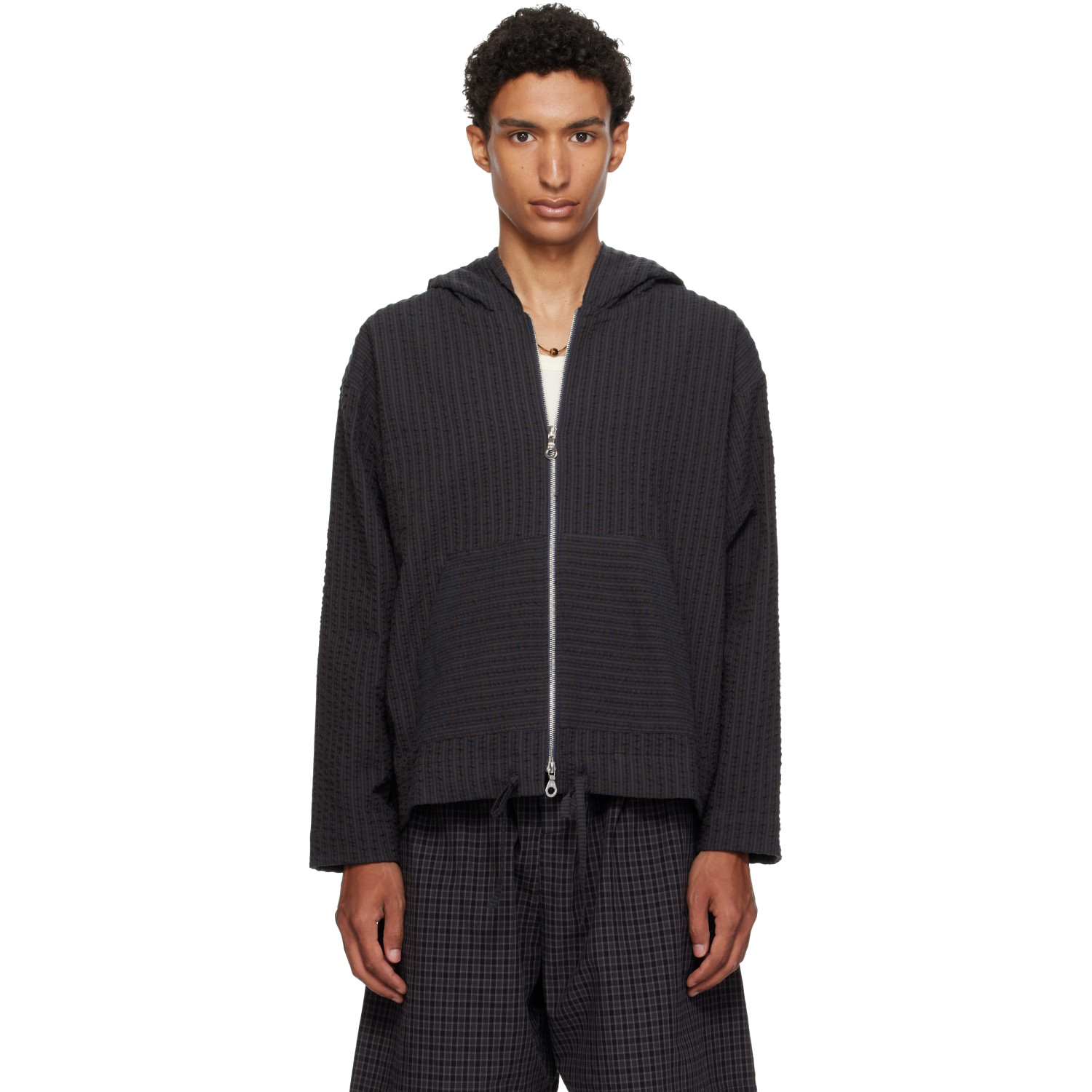 Cawley Brown & Navy Zip Up Hoodie