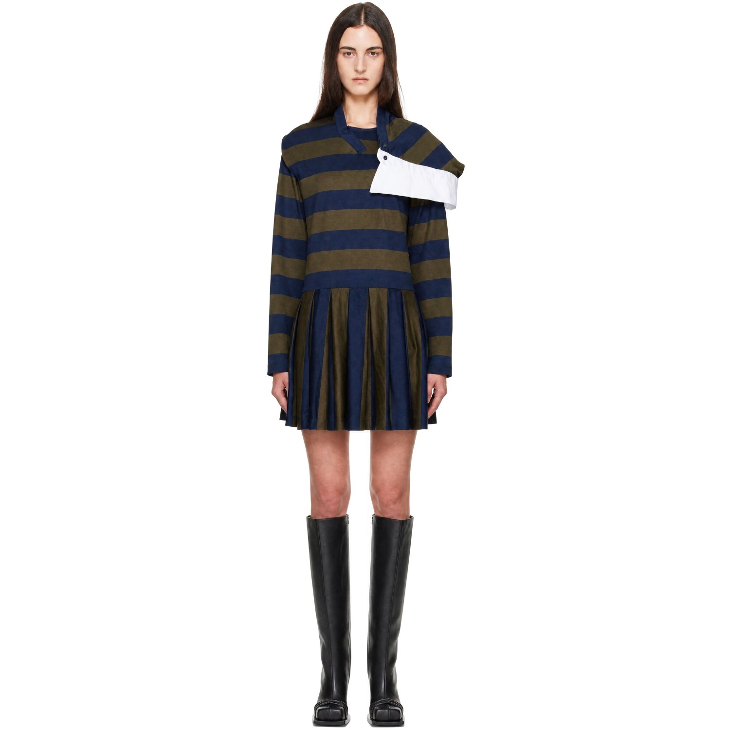 FIDAN NOVRUZOVA Navy & Khaki Noemie Polo Minidress