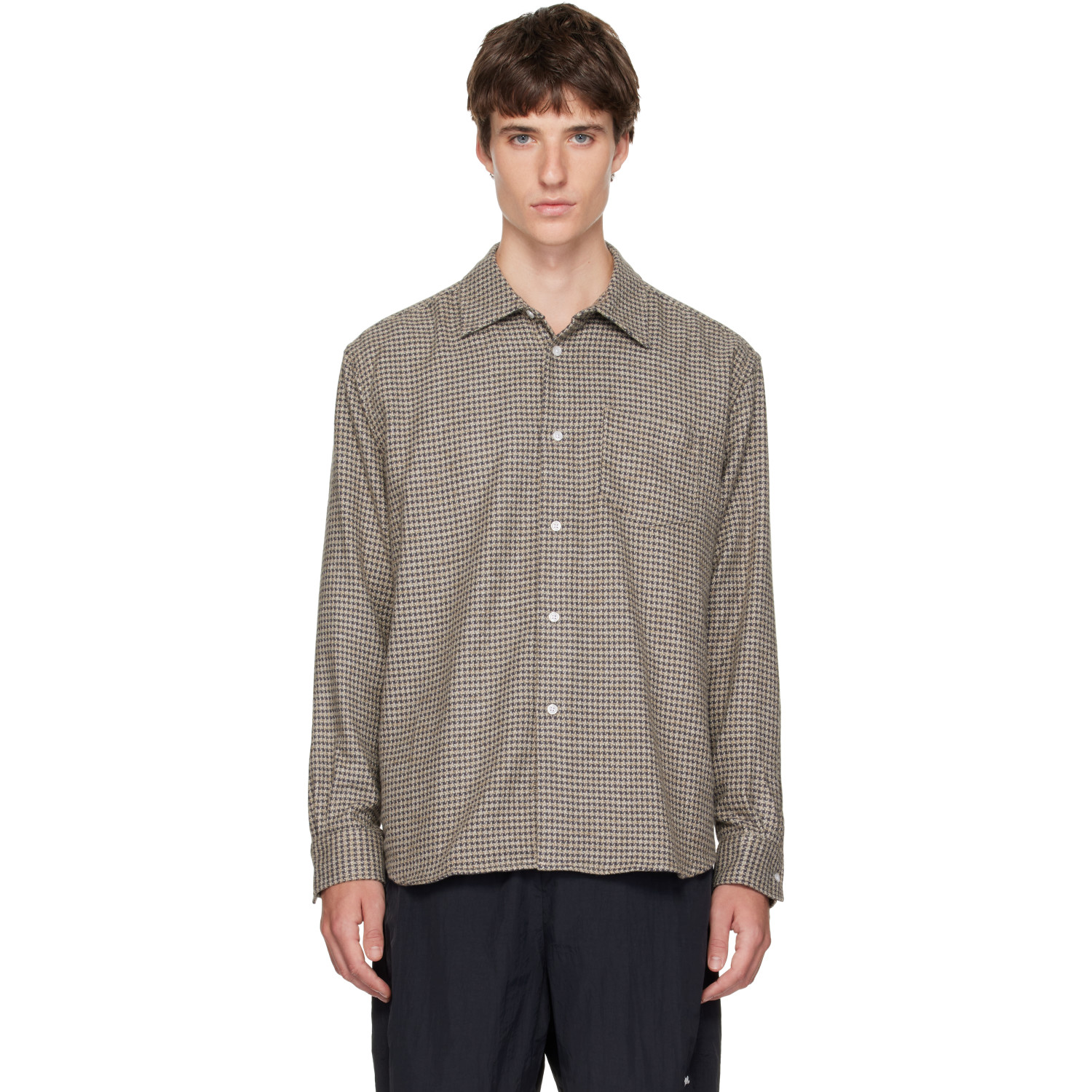 Palmes Gray & Khaki Serve Shirt In Olive