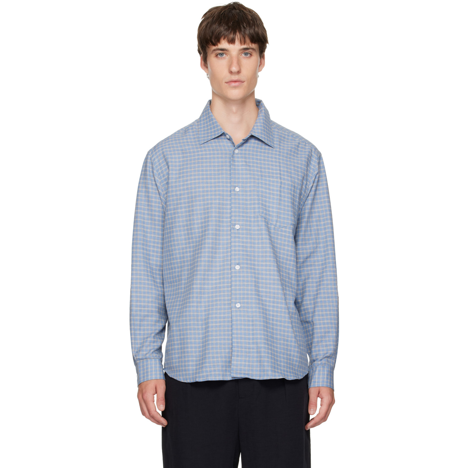 Palmes Blue Serve Shirt In Blue Check