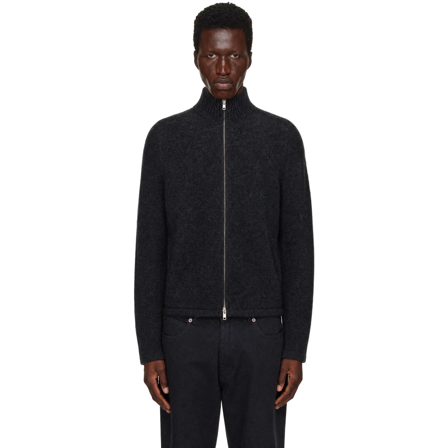 Palmes Gray Knitted Zip Sweater