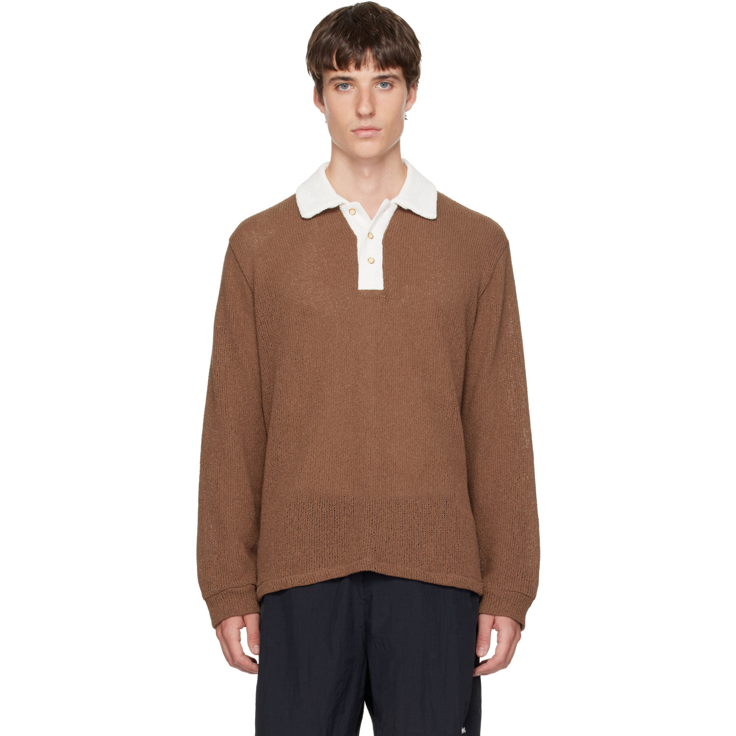Palmes Brown Knitted Rugby Polo