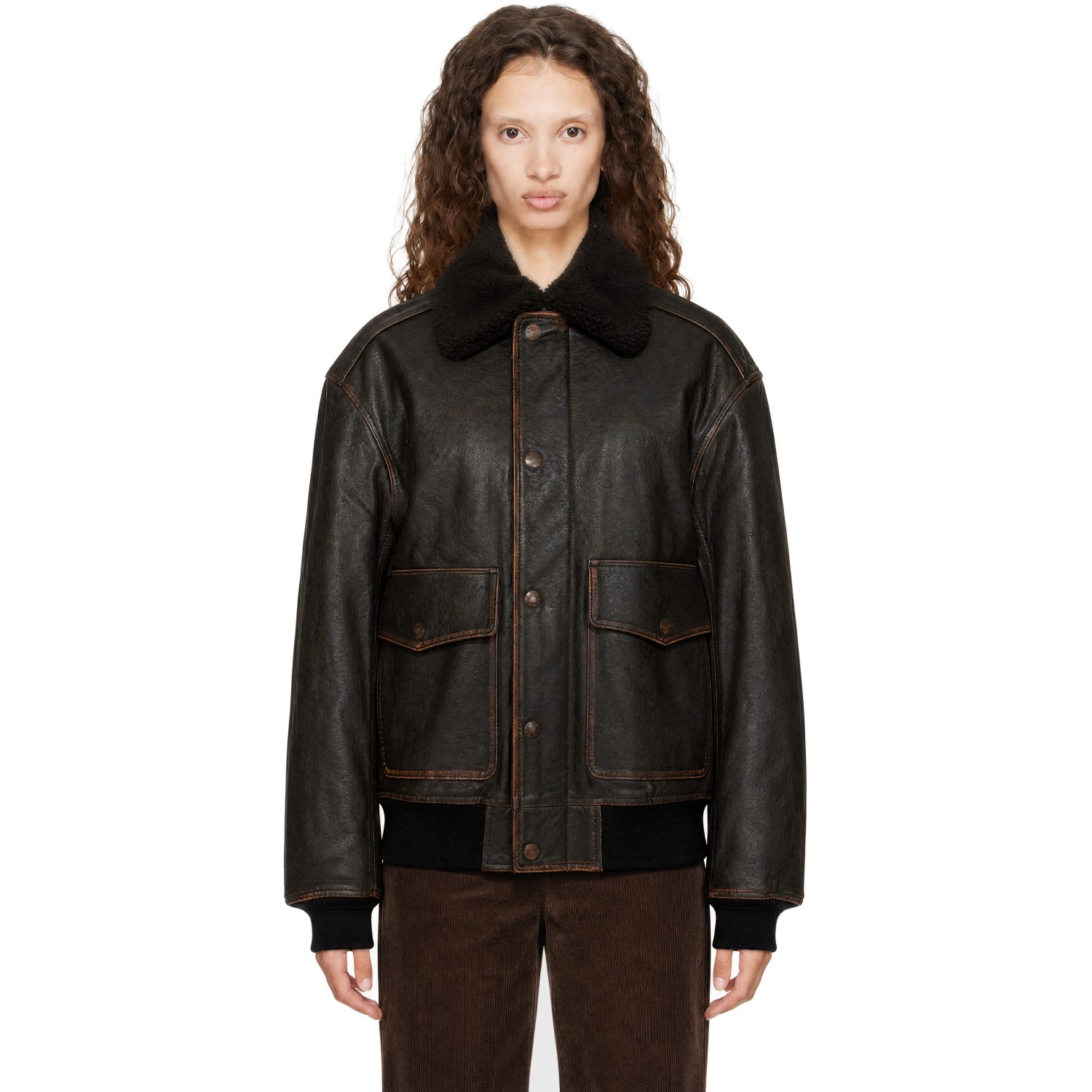 Dunst Black Detachable A-2 Blouson Leather Jacket