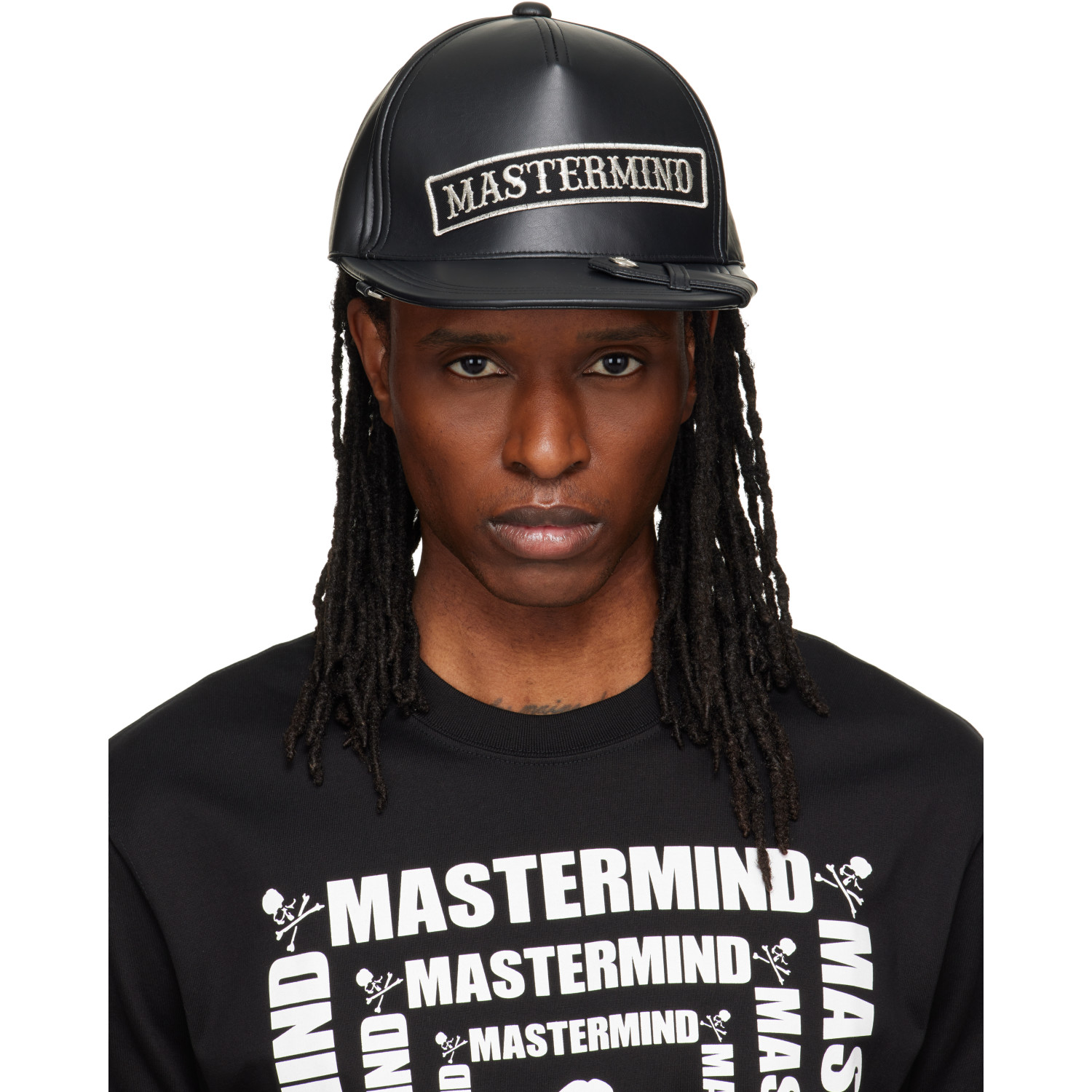 MASTERMIND WORLD Black Faux-Leather Cap
