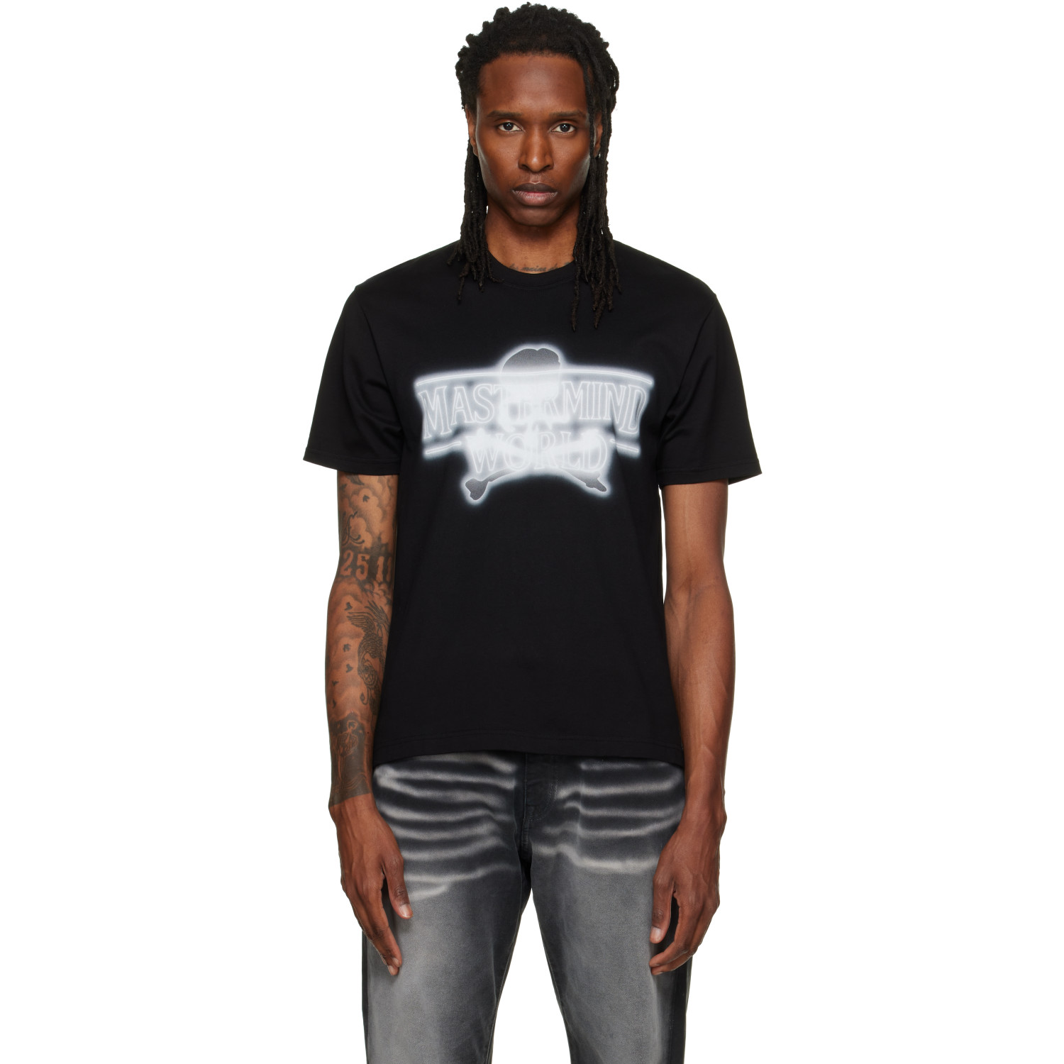 MASTERMIND WORLD Black Neon Logo S/S T-shirt