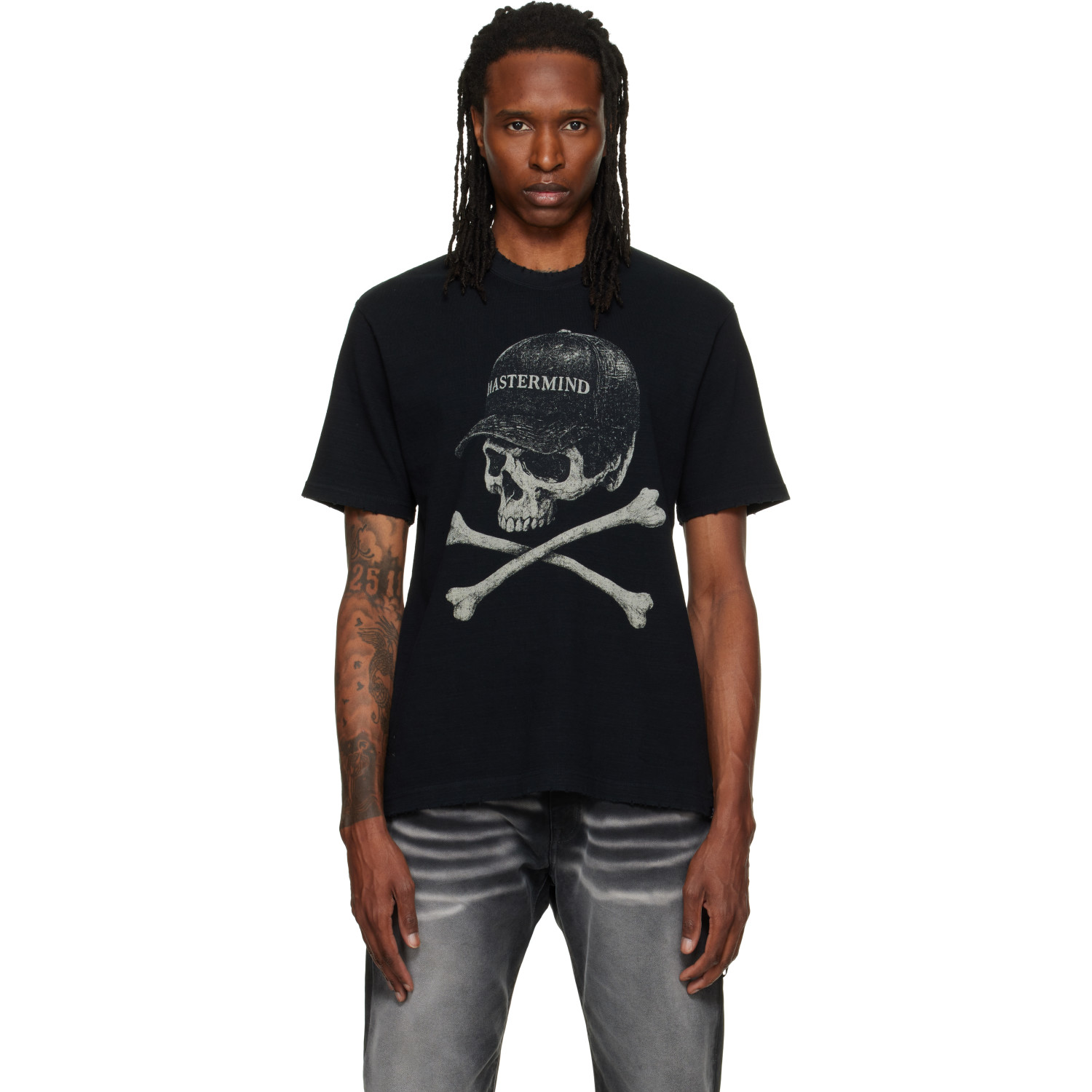 MASTERMIND WORLD Black Vintage Rock S/S T-shirt