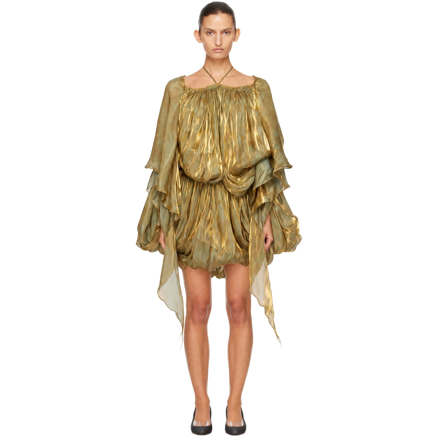Kiko Kostadinov Khaki & Gold Kestrel Minidress
