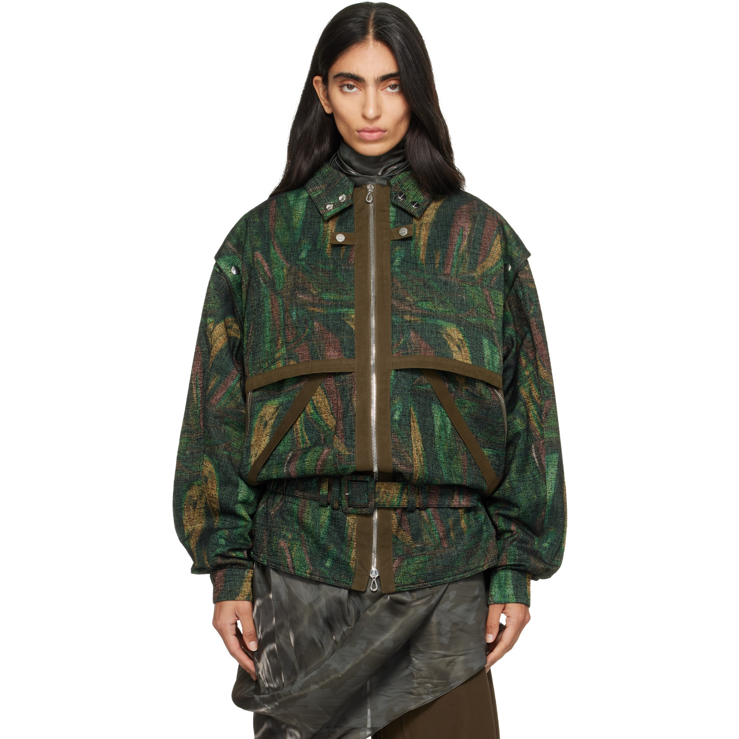 Kiko Kostadinov Green Heron Belted Jacket
