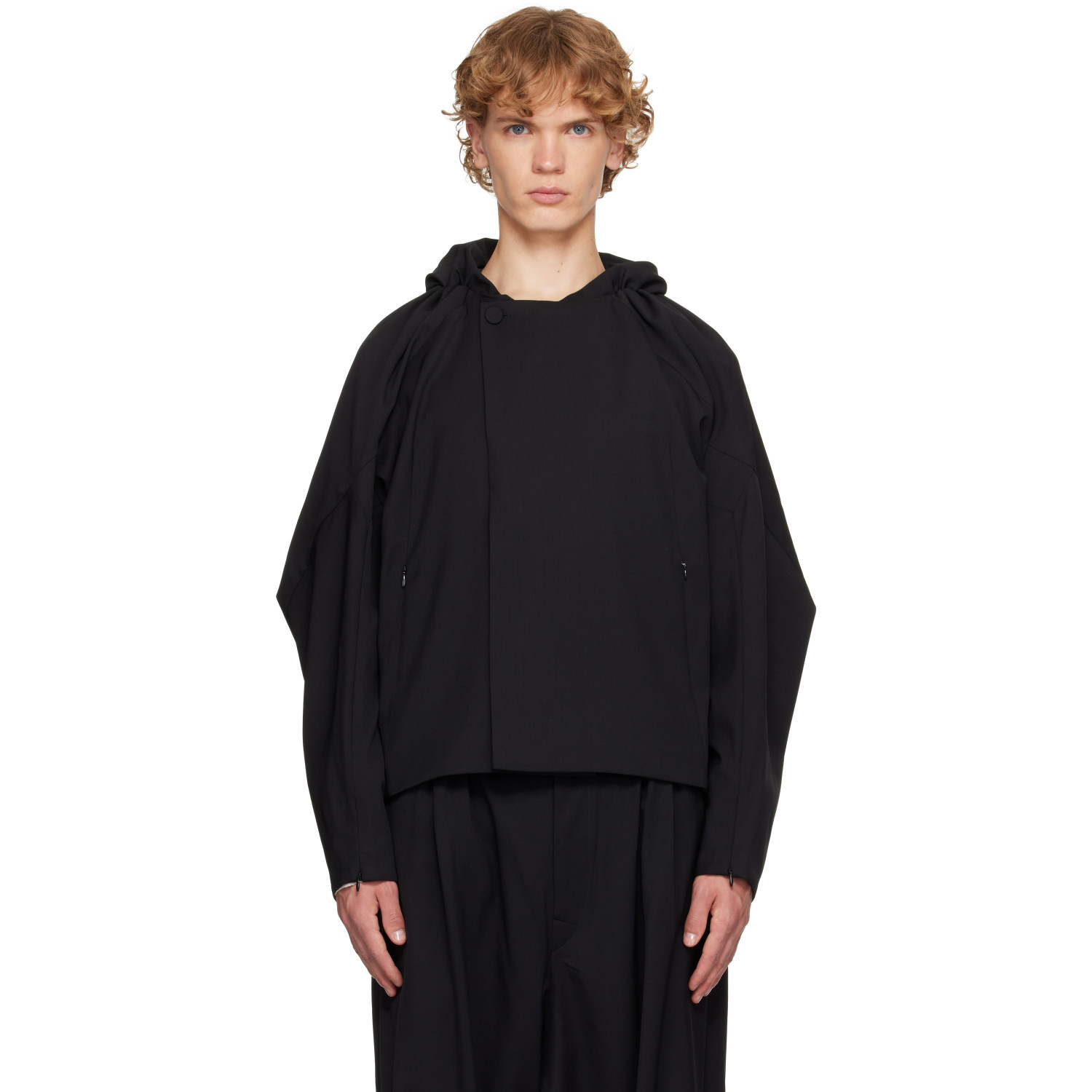 Kiko Kostadinov Black Helmond Gathered Blouson Jacket