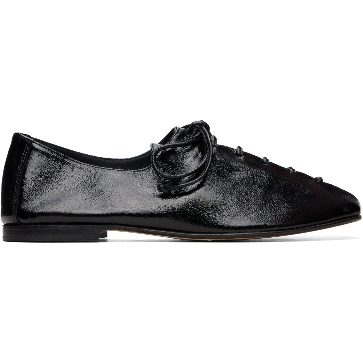 HEREU Black Plegada Crinkled Glossy Flats