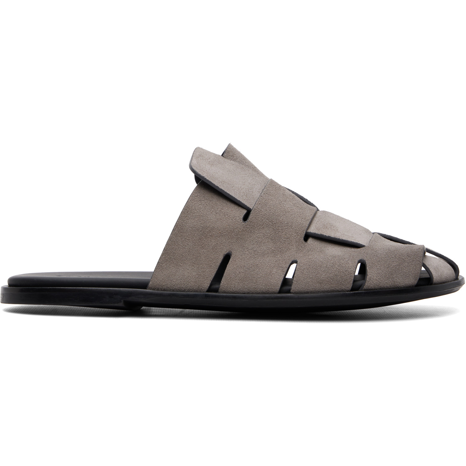 HEREU Gray Dira Slim Suede Mule Loafers