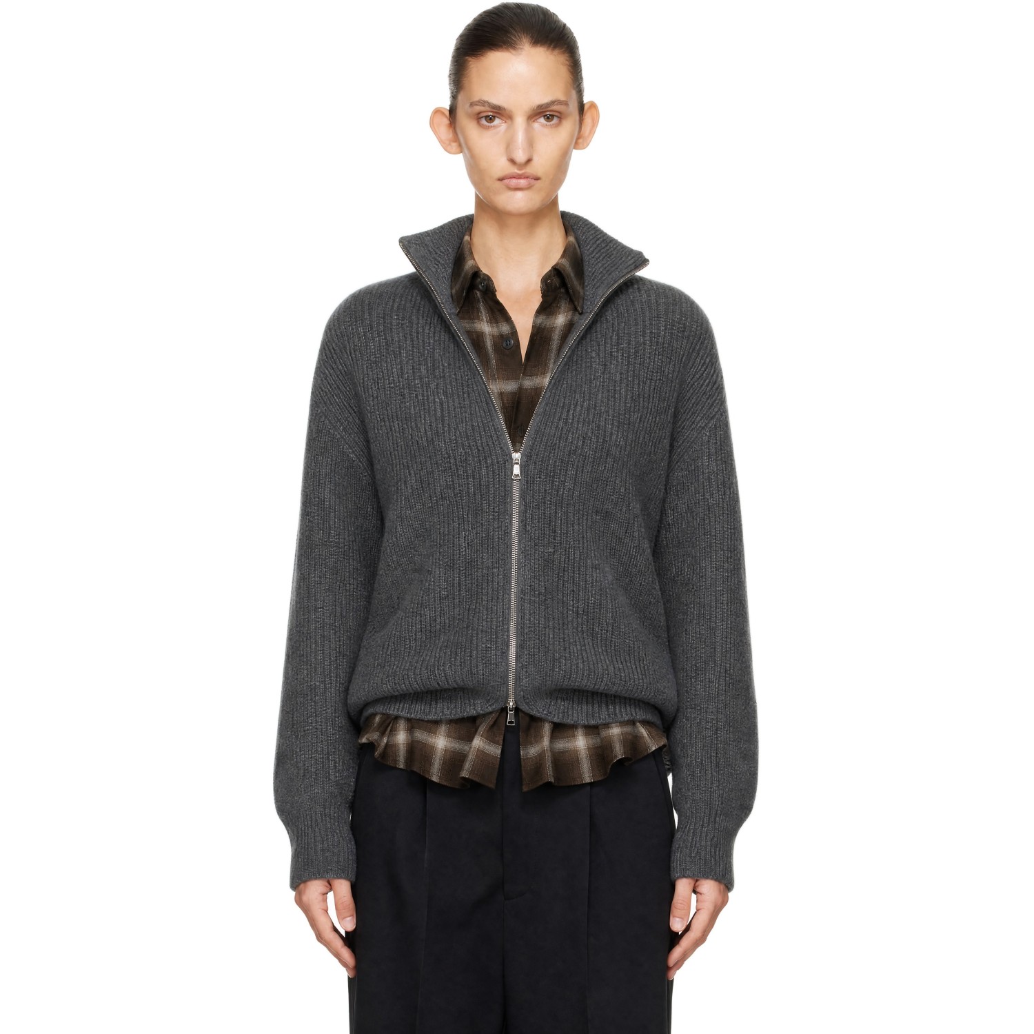 ssstein Gray Extra Fine Wool Knit Drivers Cardigan