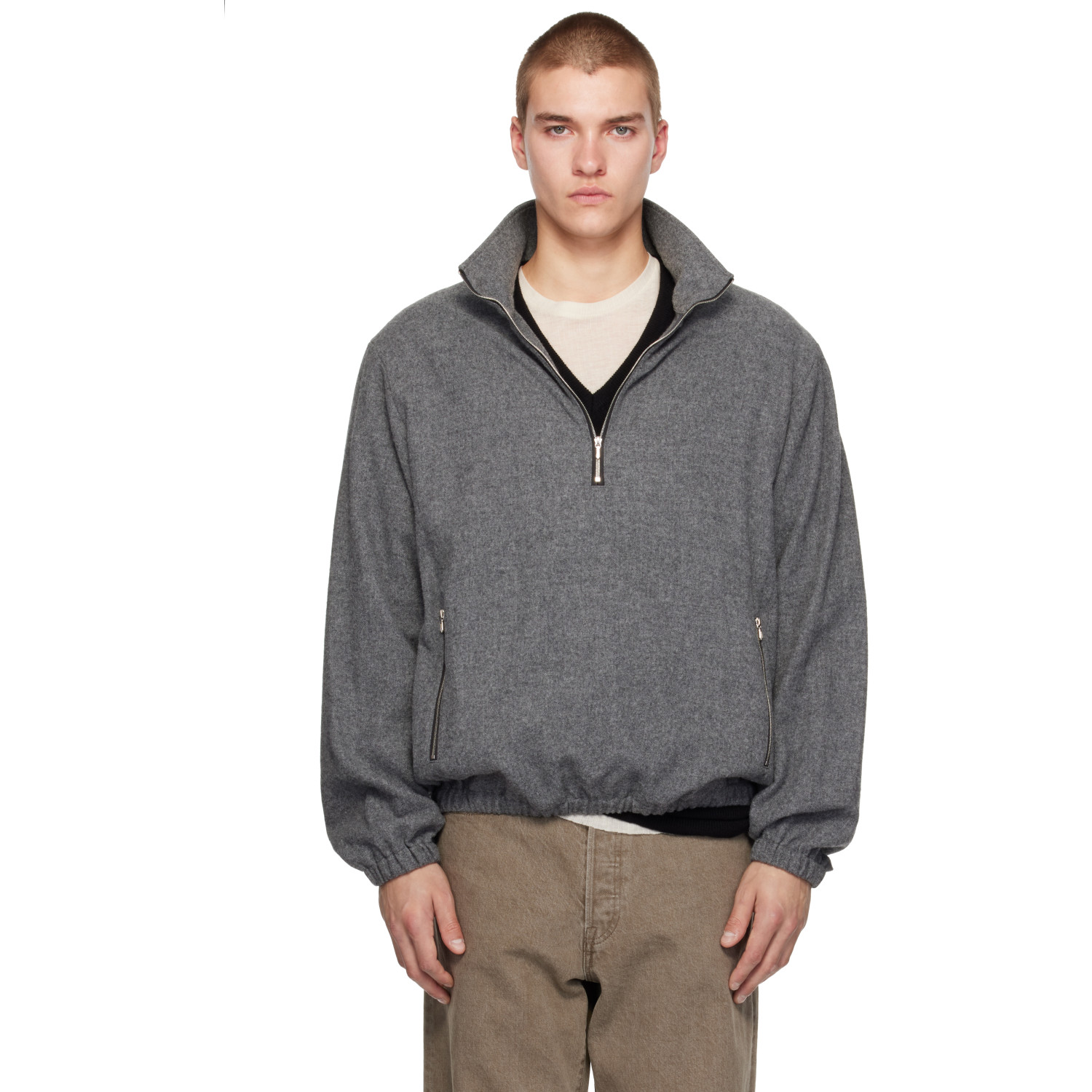 Ssstein Gray Fleece Pullover Sweater