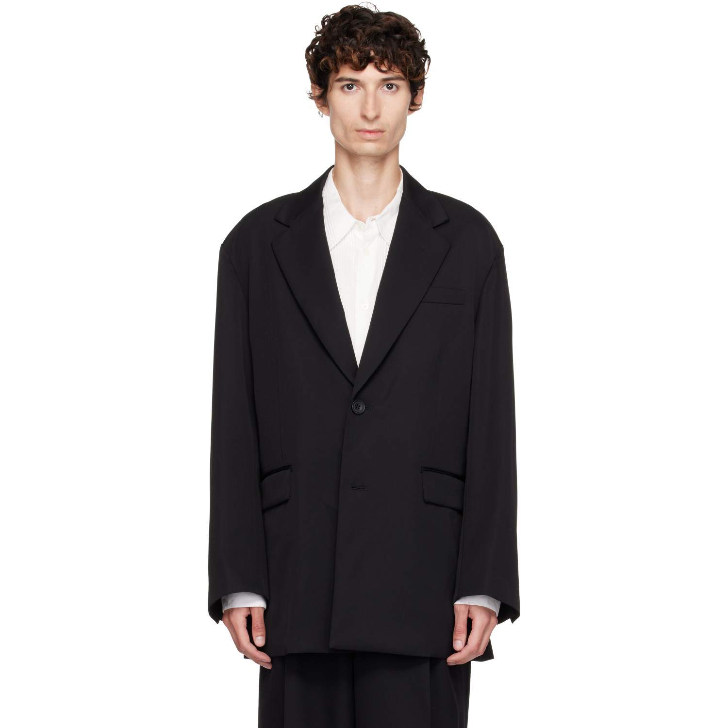 ssstein Black Oversized Single Breasted Long Blazer