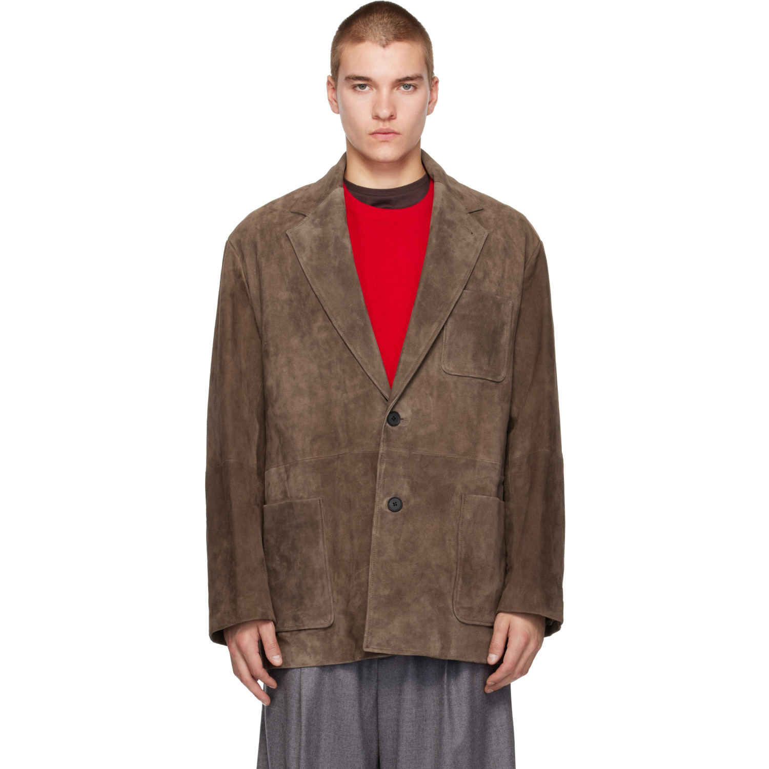 ssstein Brown Goat Suede Blazer