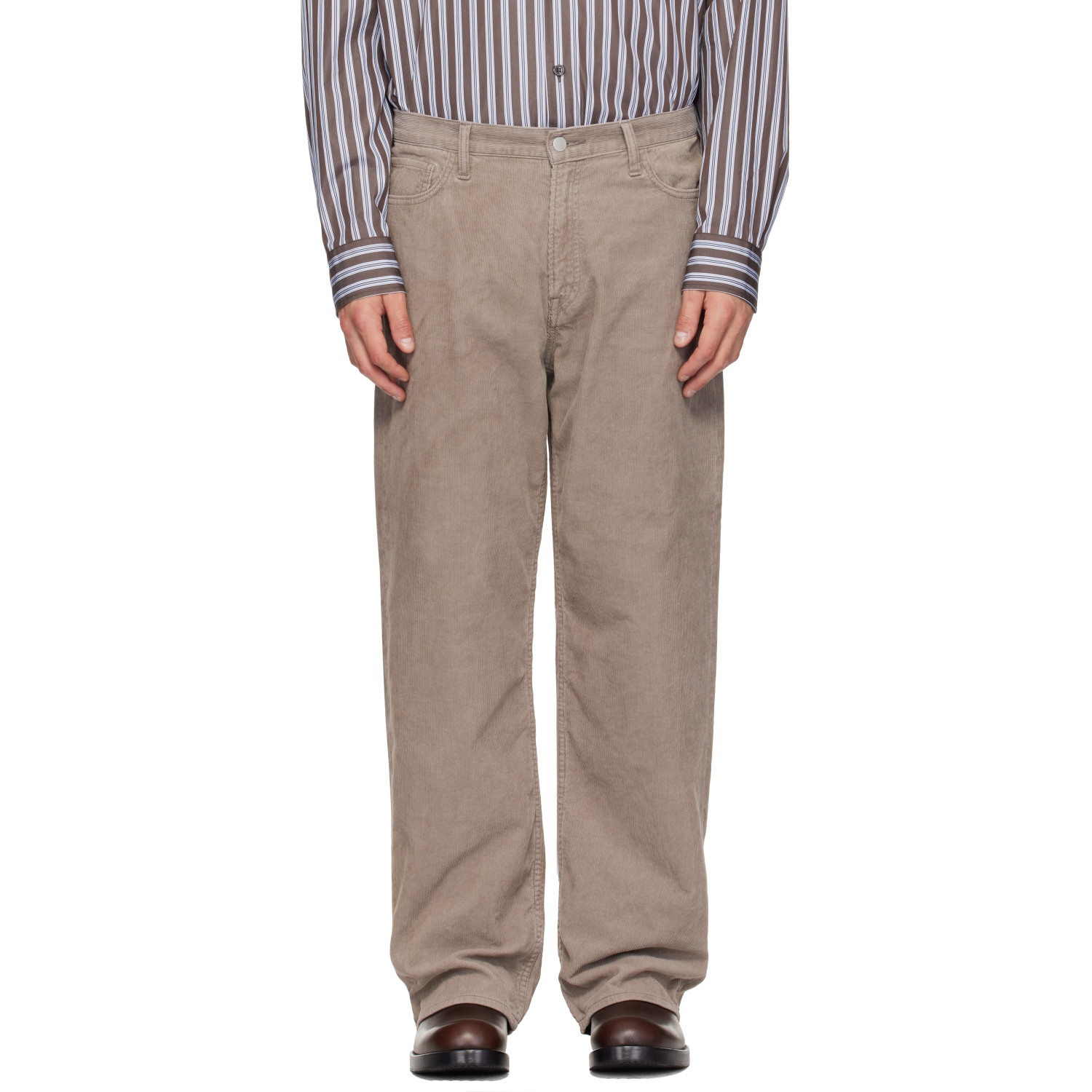 Ssstein Taupe Relax Fit Vintage Corduroy Trousers In Brown