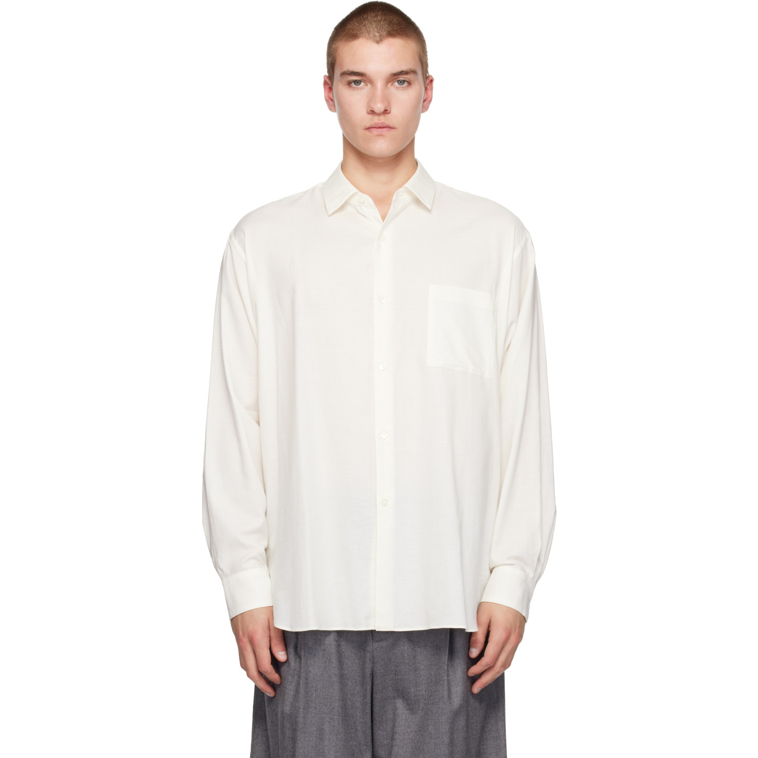 Ssstein Off-white Cotton Silk Oversized Ls Shirt In Cream