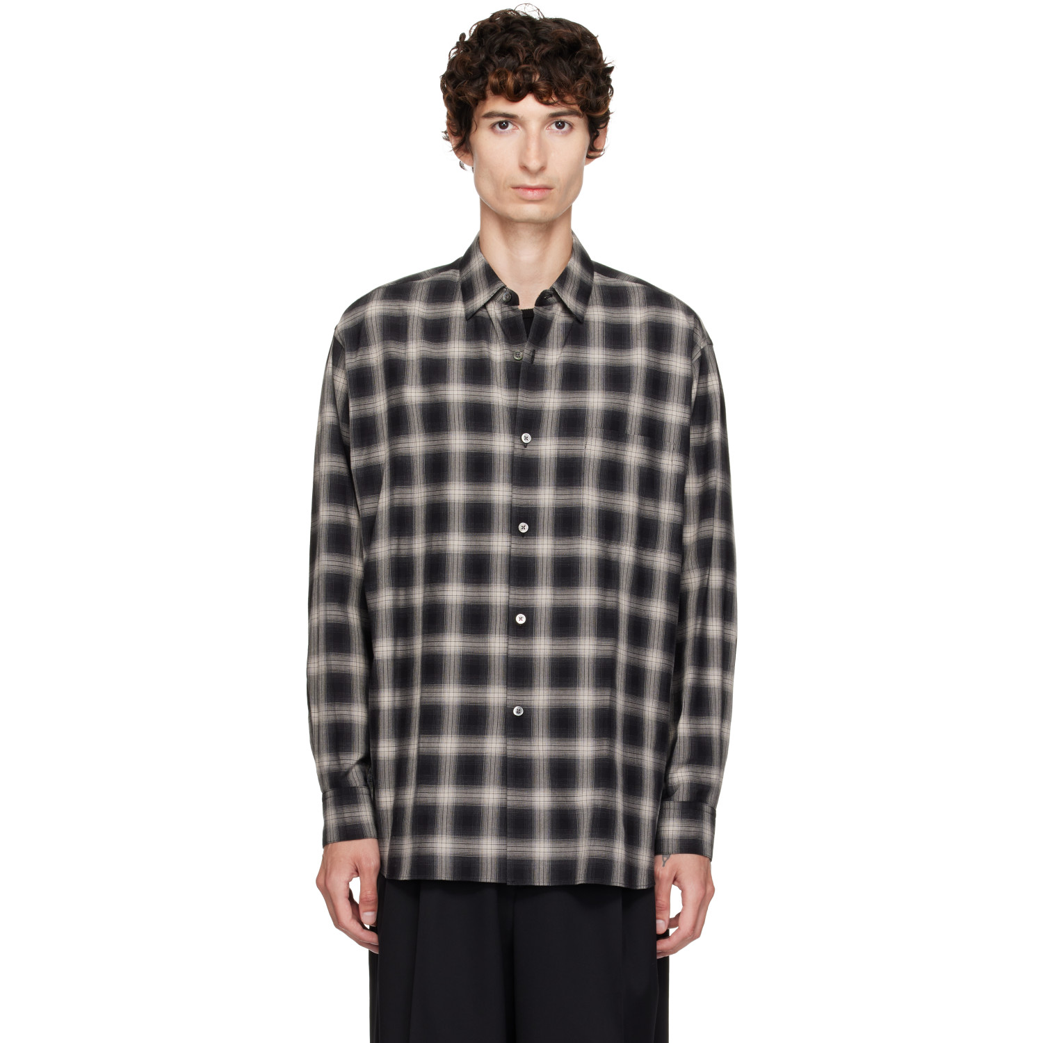 ssstein Black Cotton Oversized LS Shirt