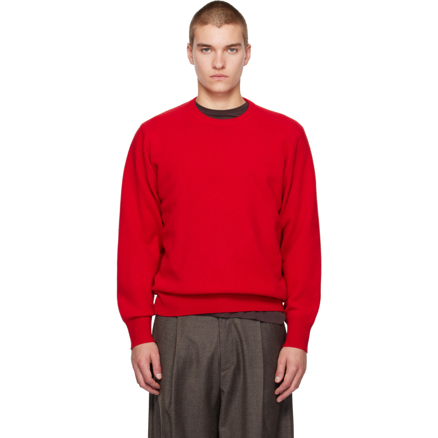 Ssstein Red Extra Fine Wool Crewneck Sweater