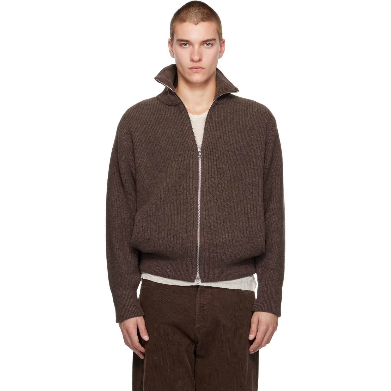 Ssstein Brown Extra Fine Wool Drivers Sweater