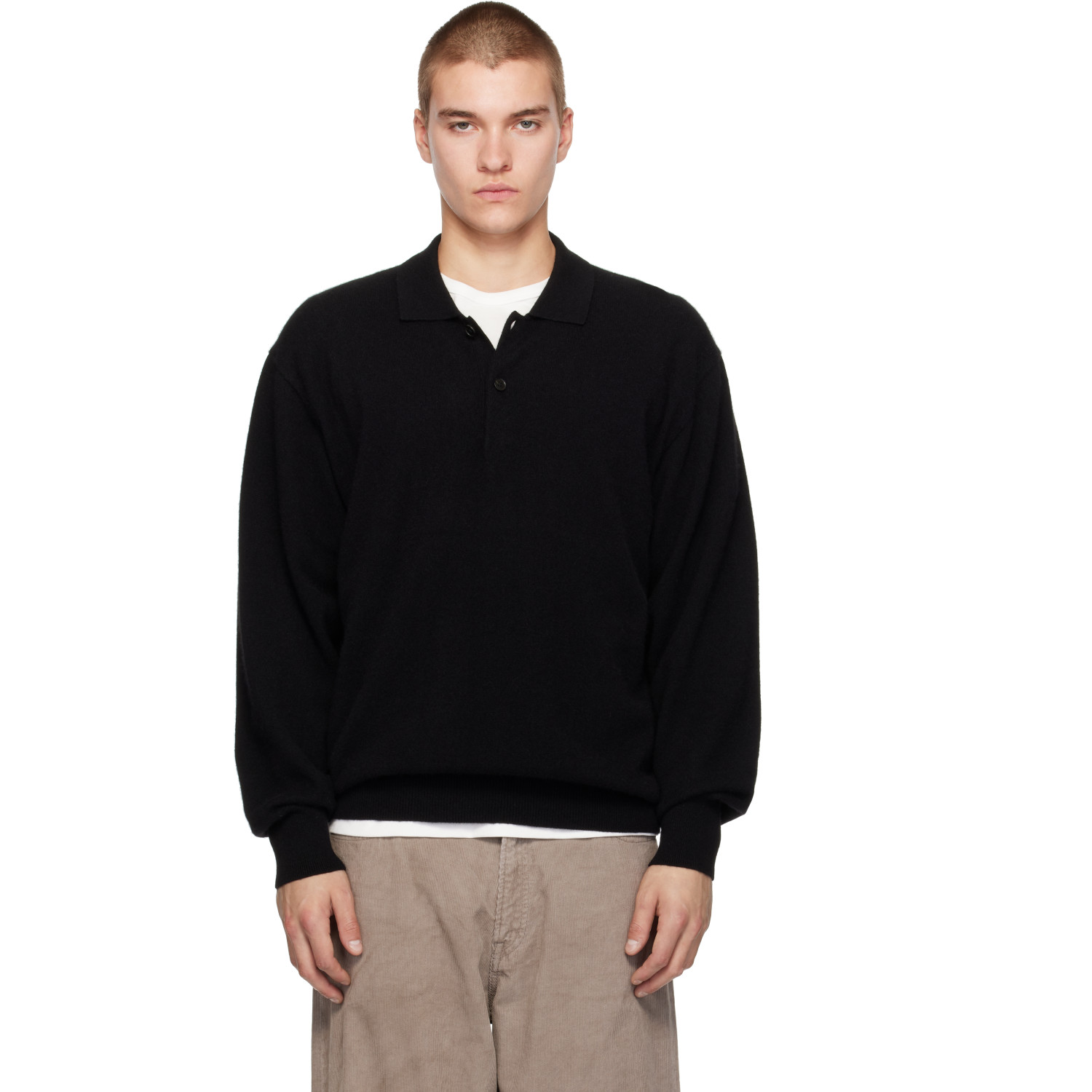 Ssstein Black Pure Cashmere Knit Polo