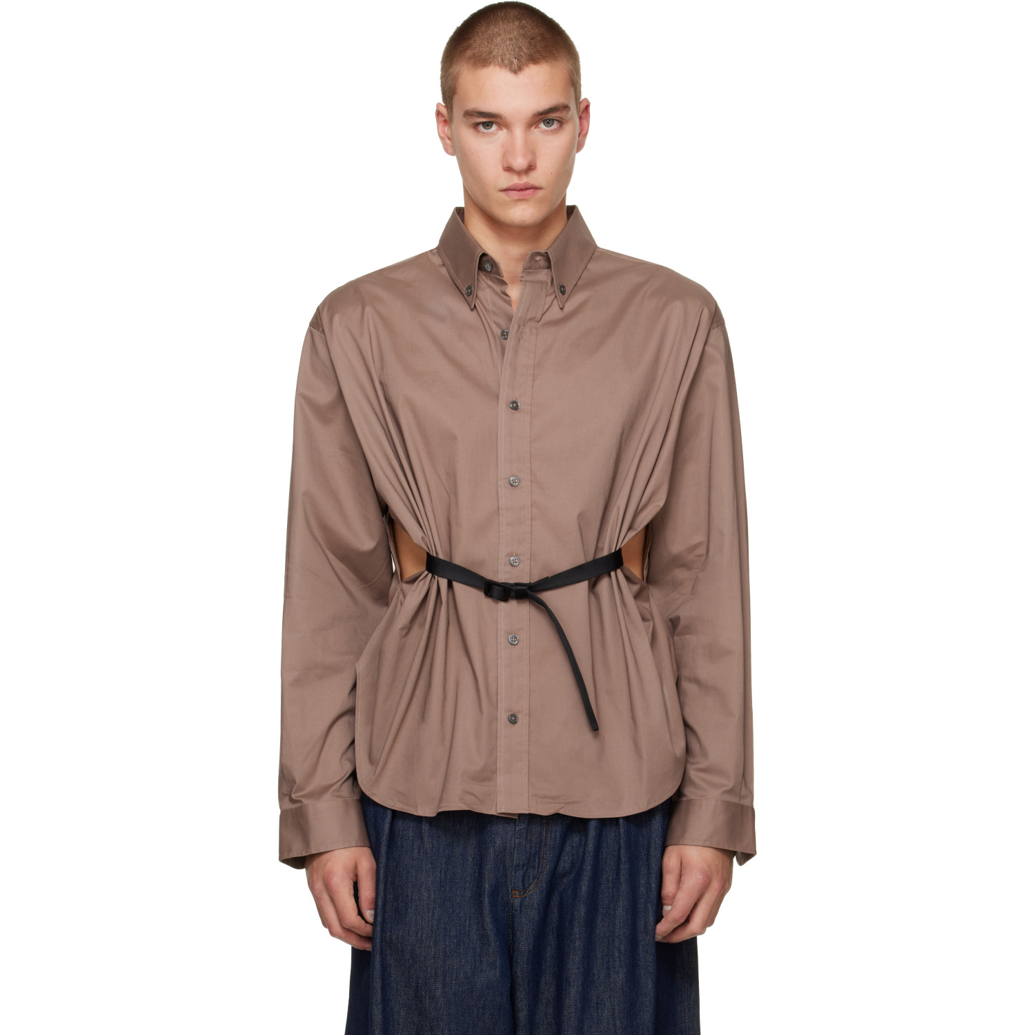 VAQUERA Taupe Belted Shirt