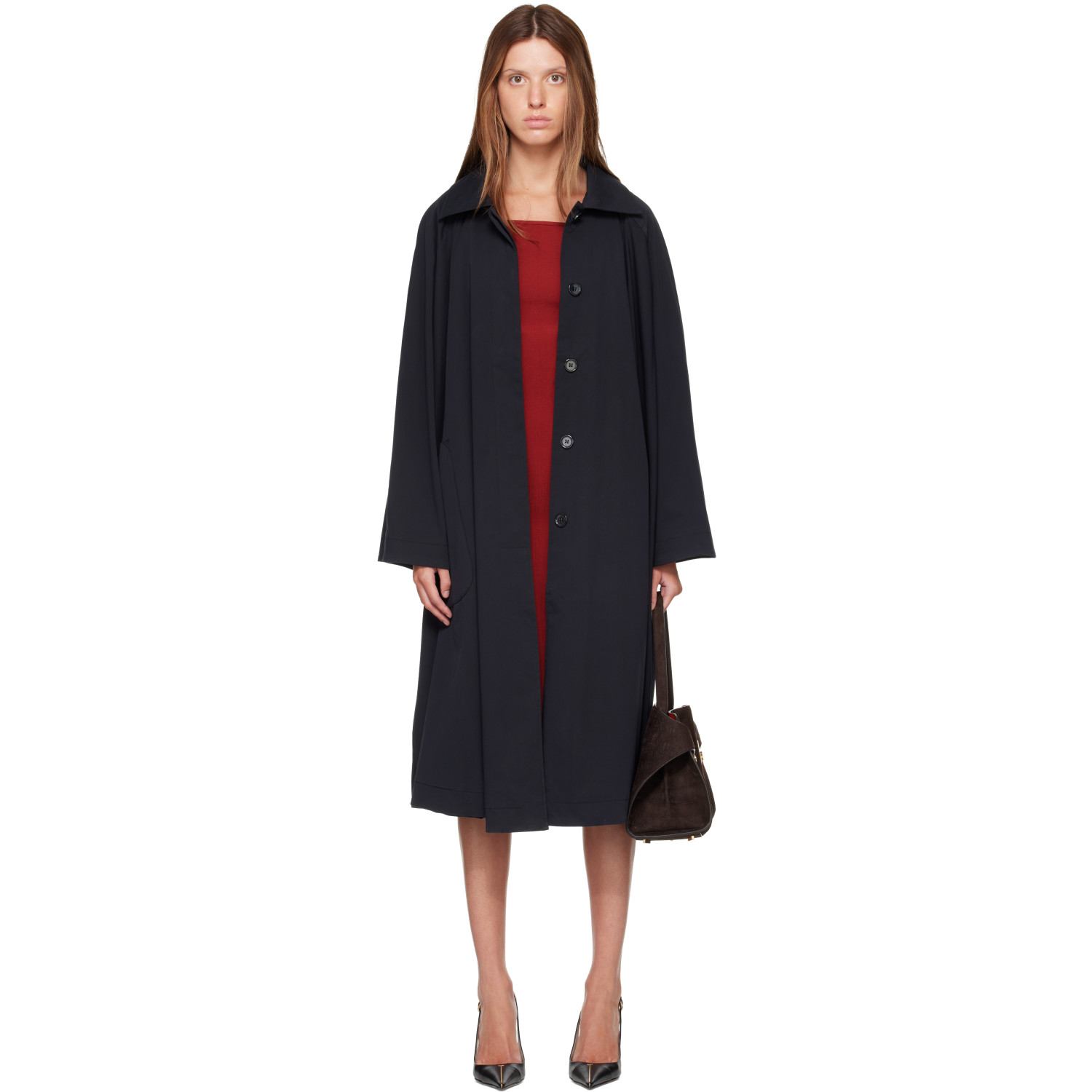 Nour Hammour Black Jane Cotton Swing Coat