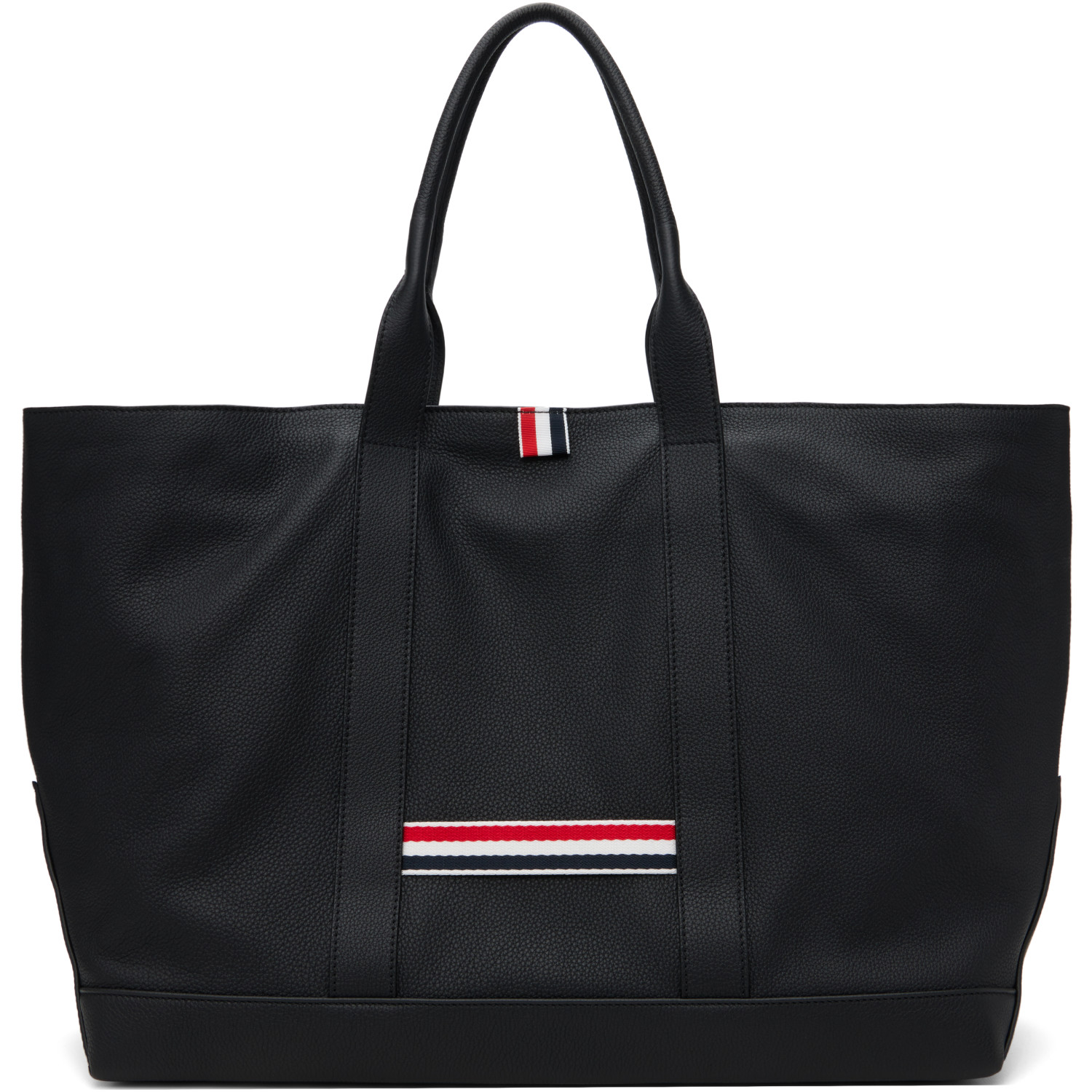 Thom Browne Black Soft Pebble Grain Leather Medium Tool Tote